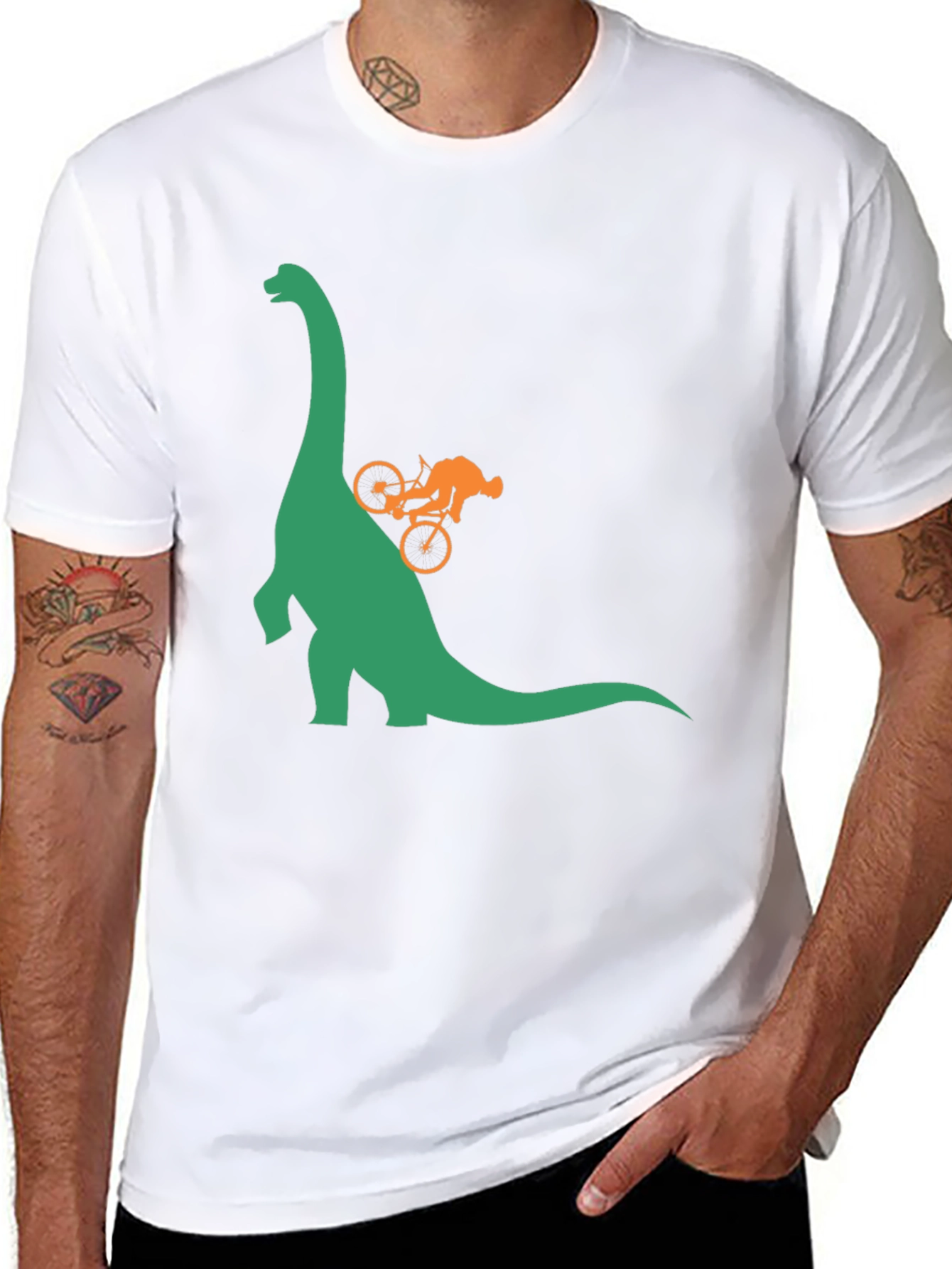 Dino Bike Ride Graphic Tee - Black Cotton T-Shirt