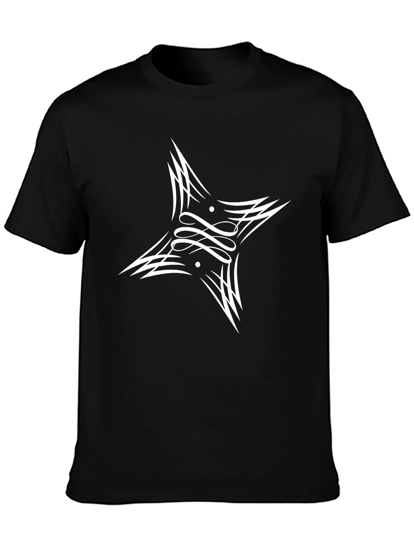 Mens Black Graphic Tee - Abstract Star Design