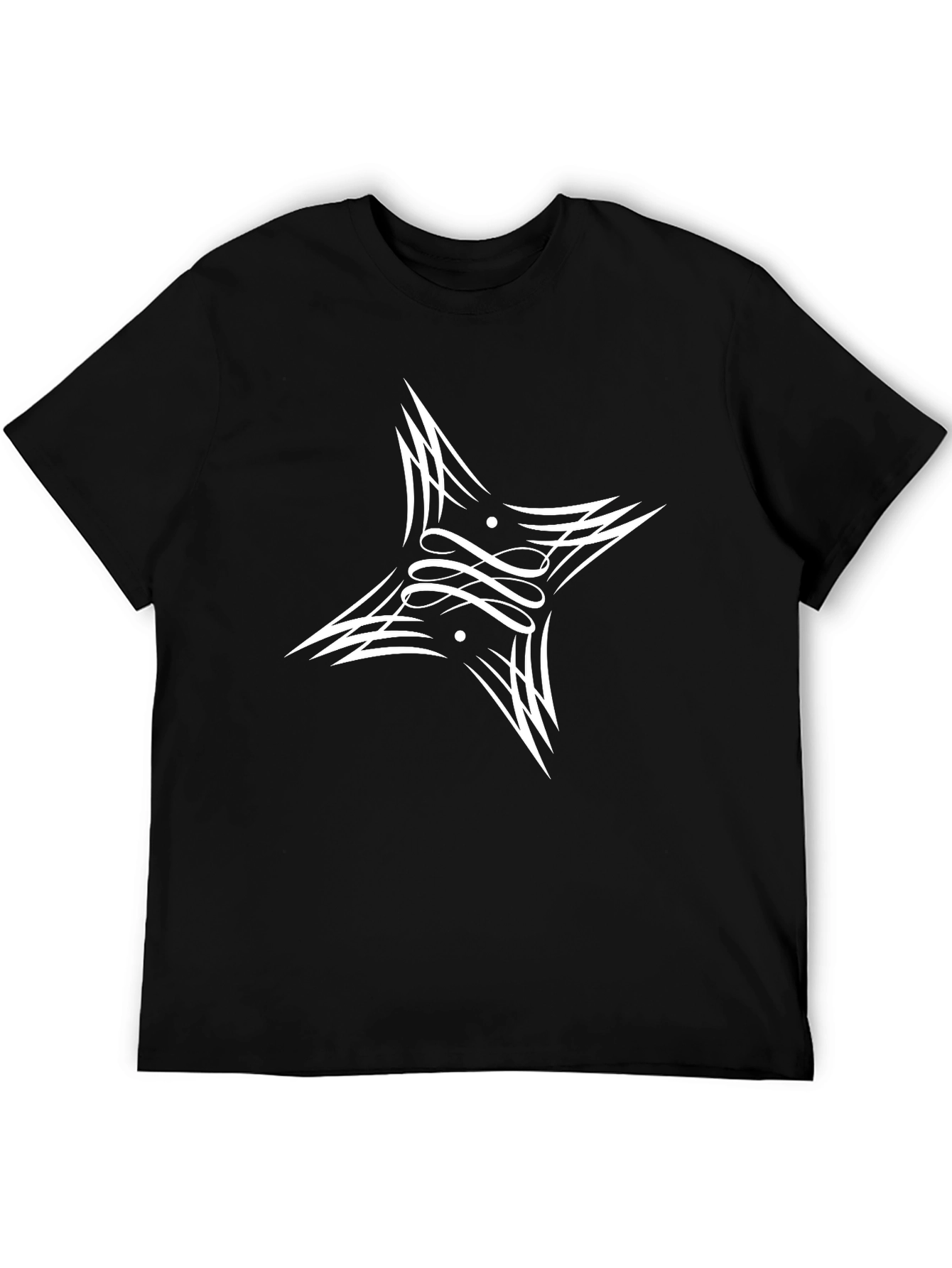 Mens Black Graphic Tee - Abstract Star Design