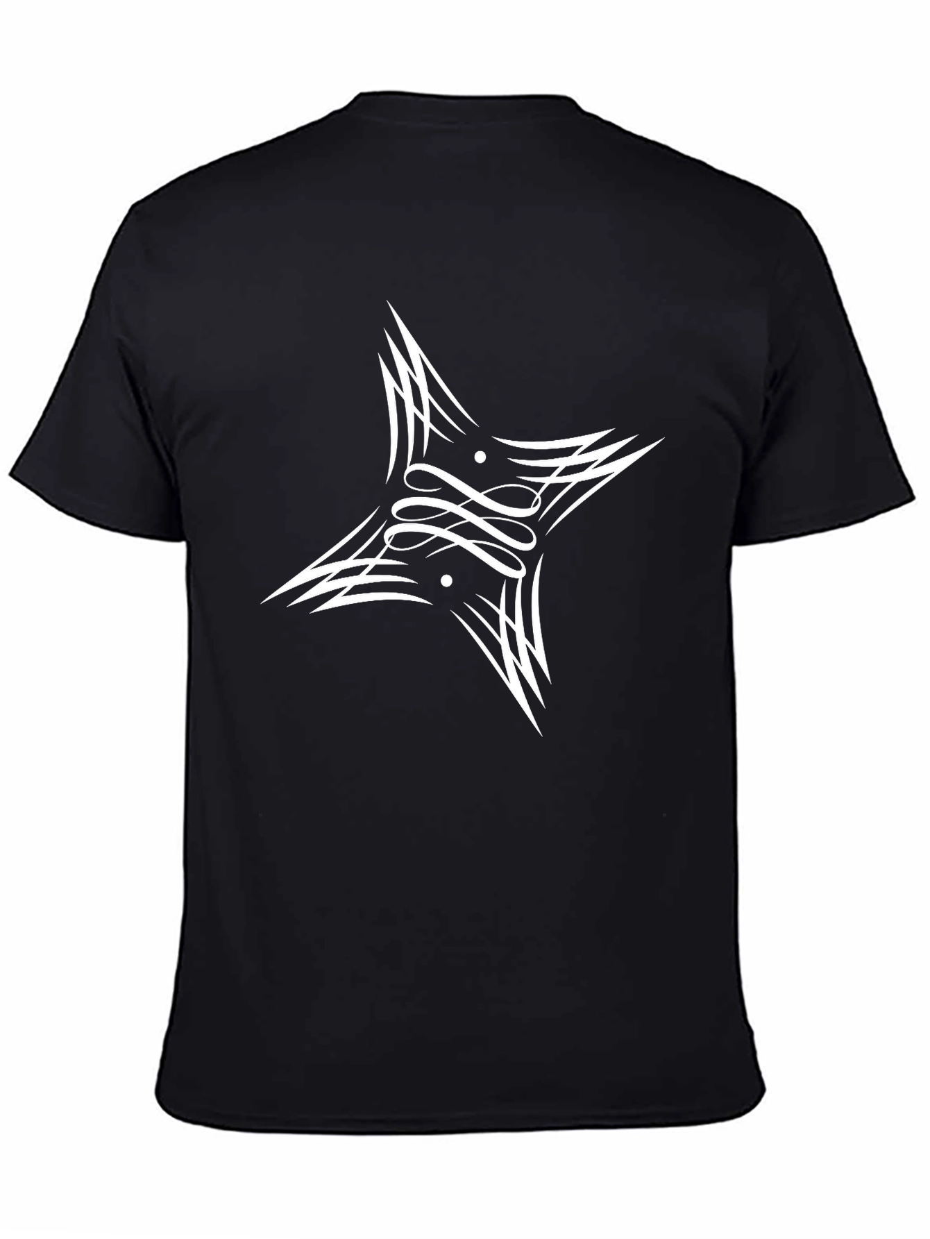 Mens Black Graphic Tee - Abstract Star Design