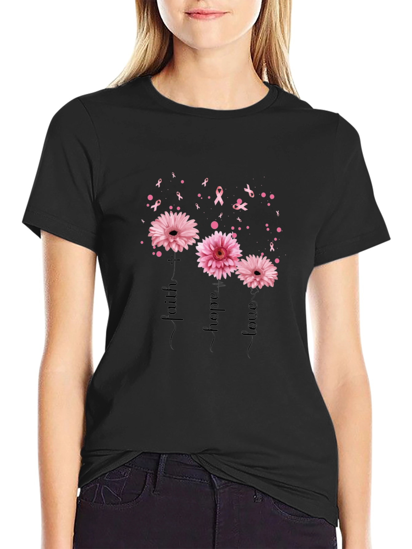 Faith Hope Love Breast Cancer Awareness T-Shirt