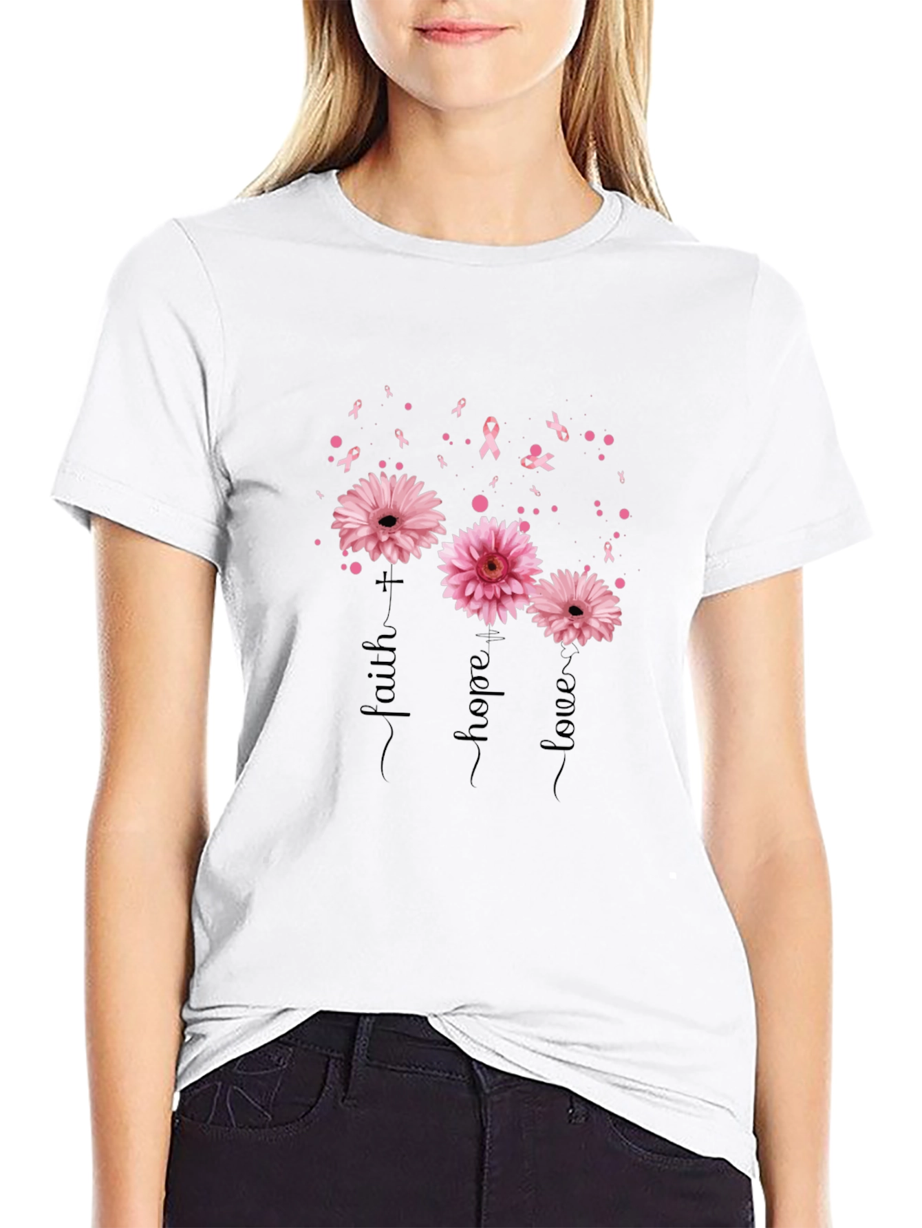 Faith Hope Love Breast Cancer Awareness T-Shirt