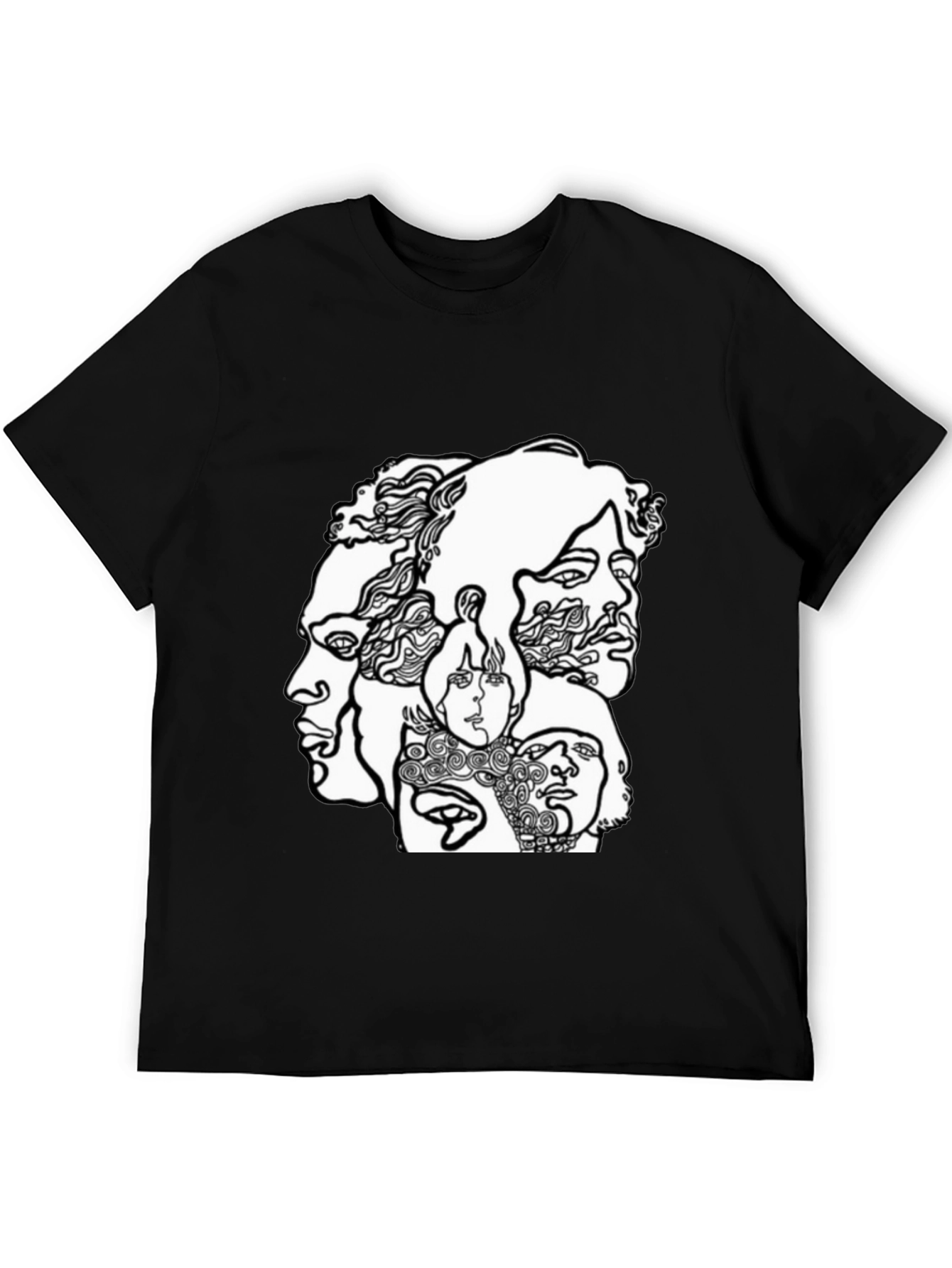 Abstract Faces Graphic Black T-Shirt