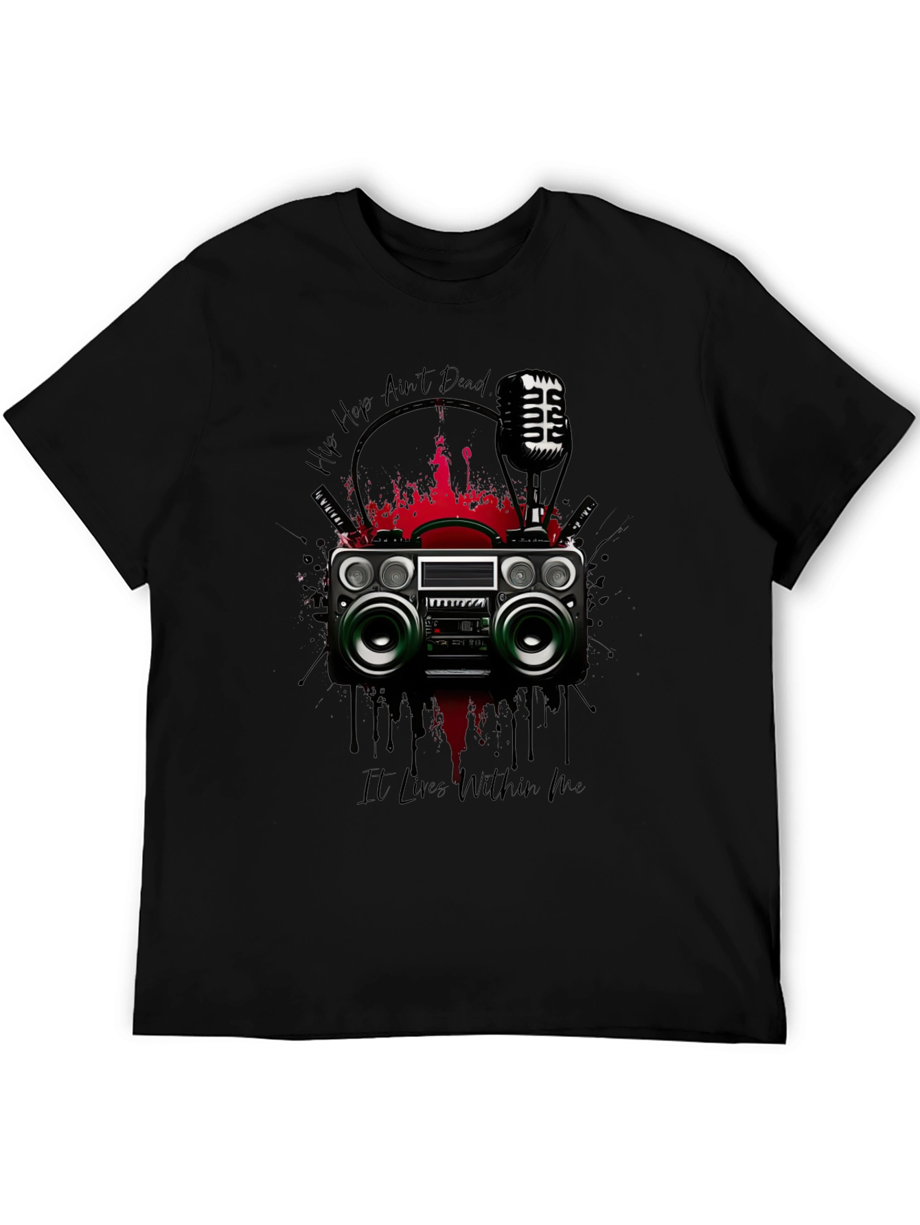 Hip Hop Music T-Shirt Boombox and Mic Graphic Tee