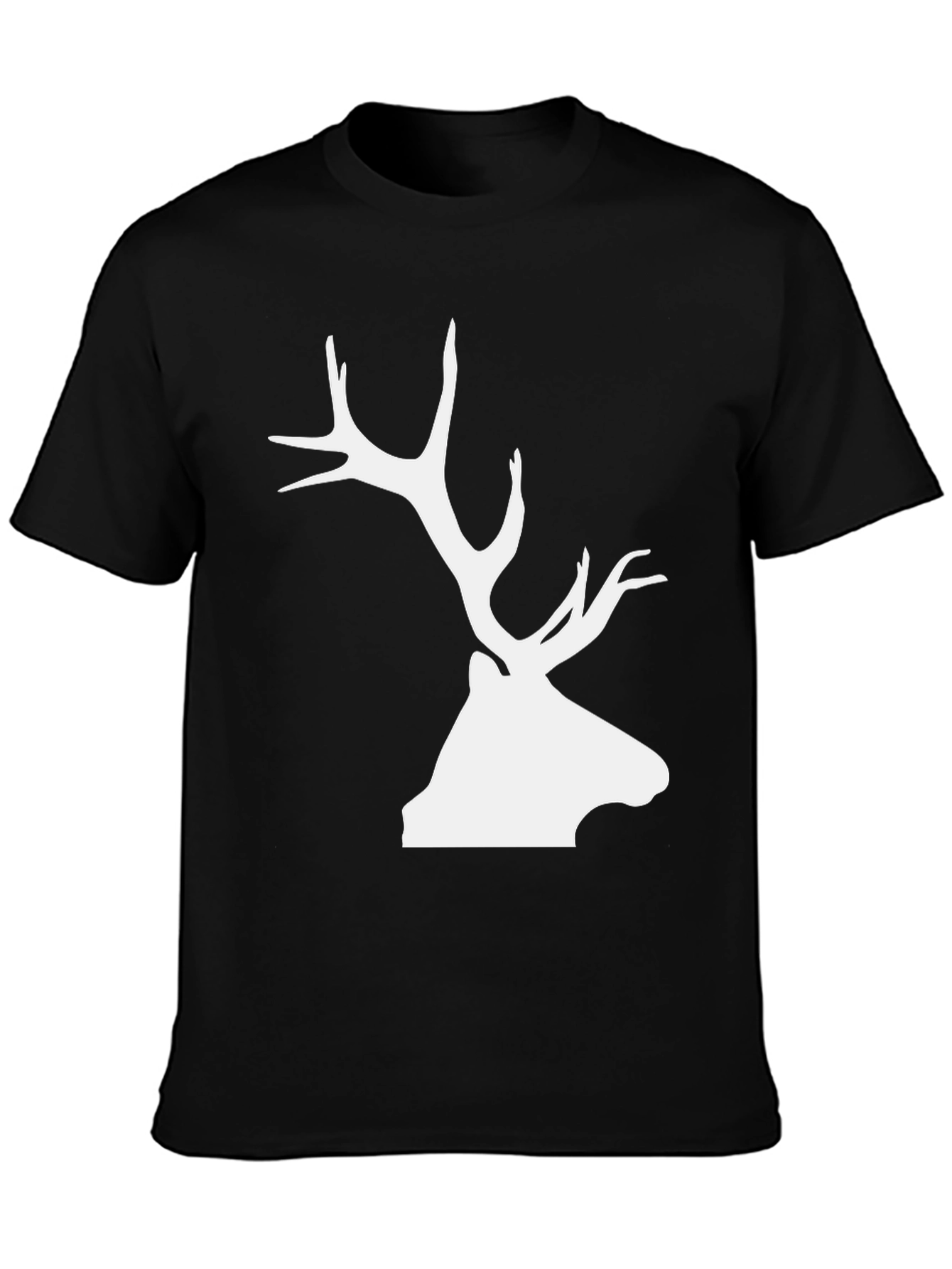 Elk Silhouette Graphic Tee - Black Cotton Blend