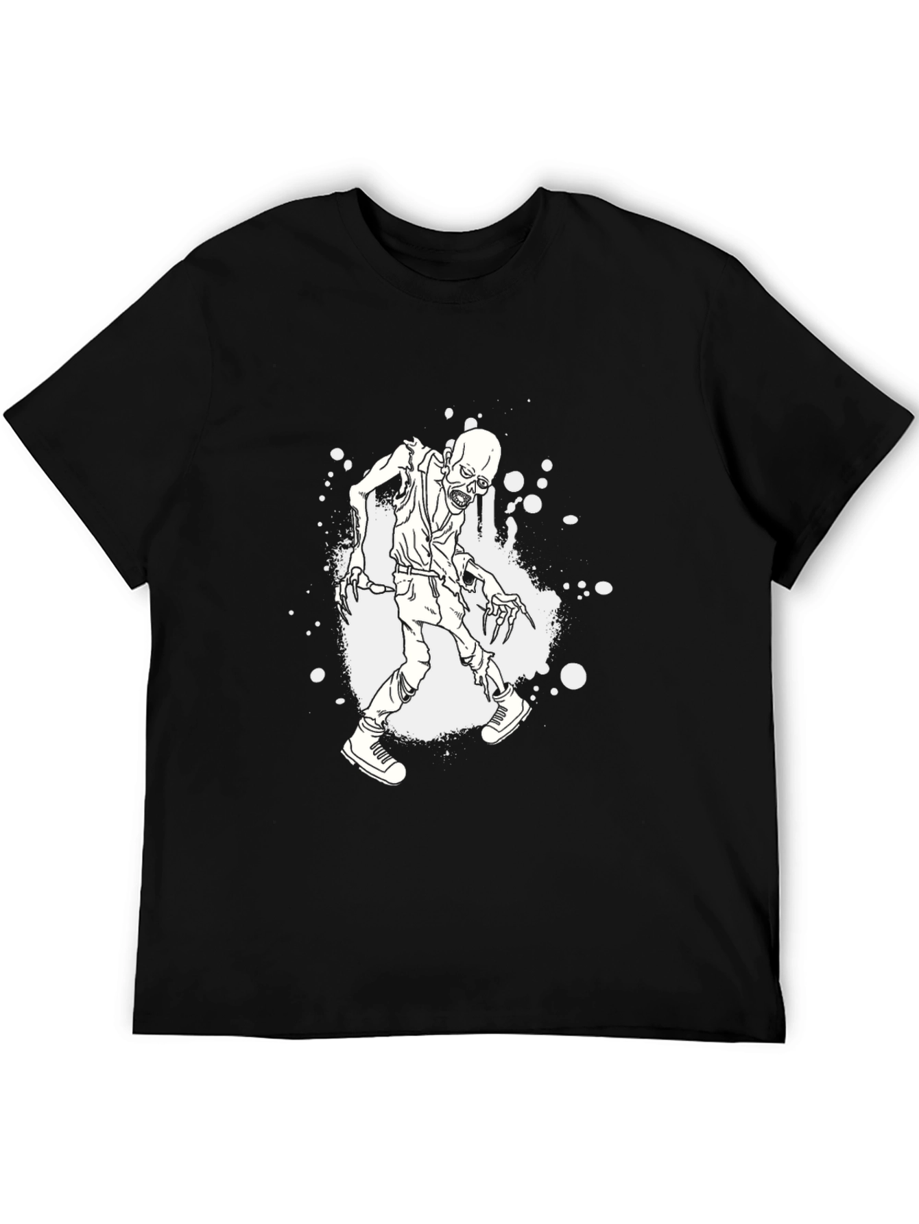 Zombie Graphic Print Black T-Shirt