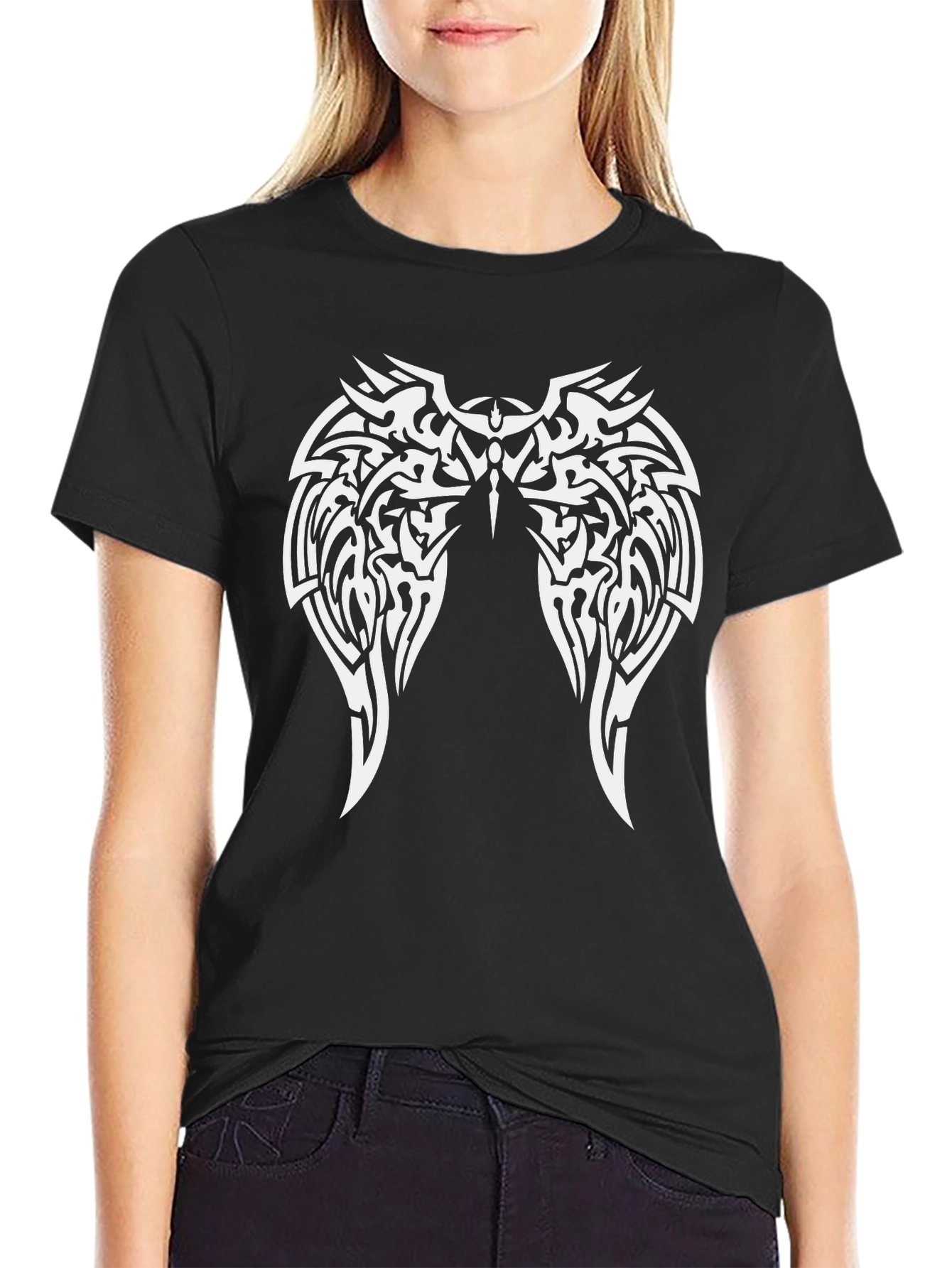 Tribal Wings Graphic Black T-Shirt