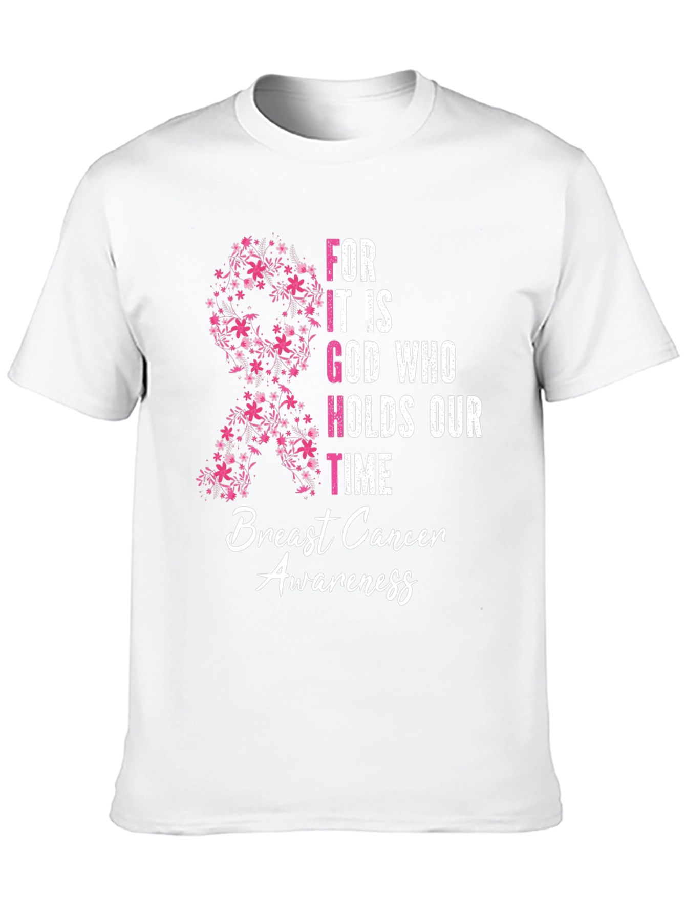 Breast Cancer Awareness Floral Ribbon T-Shirt