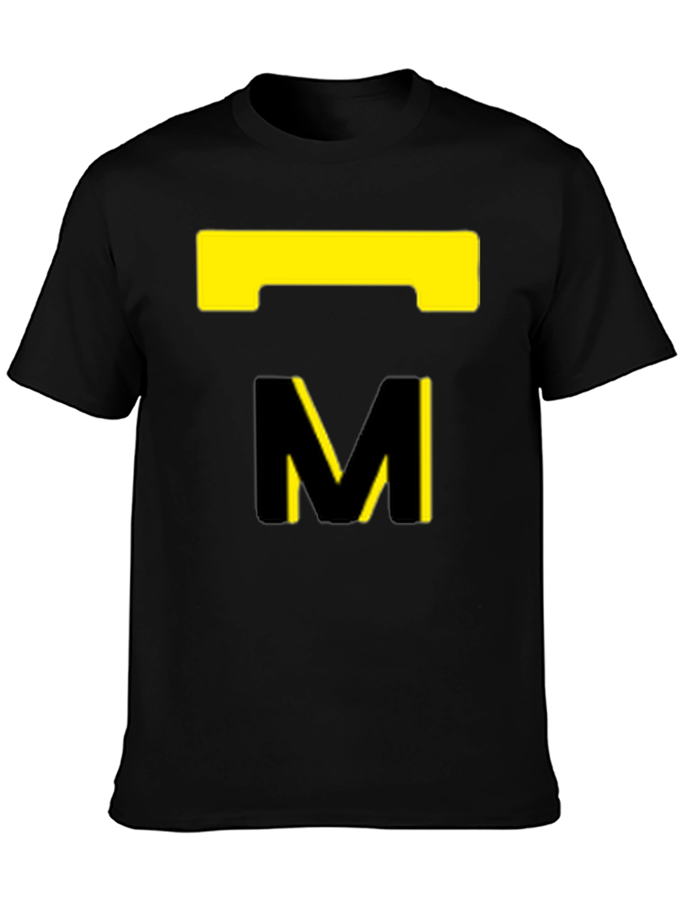 Modern Black T-Shirt with Abstract Yellow Design
