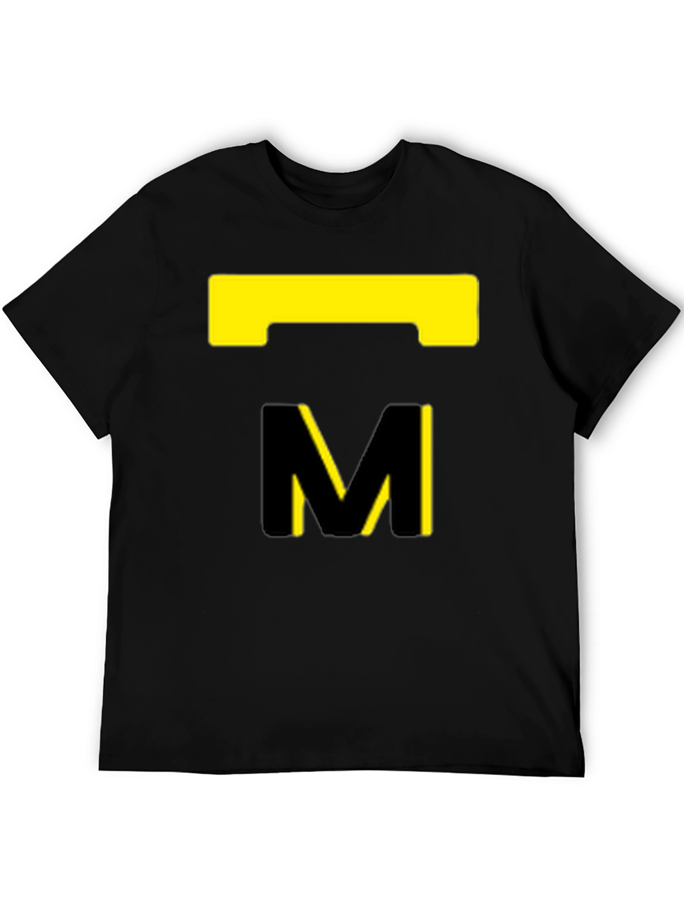 Modern Black T-Shirt with Abstract Yellow Design