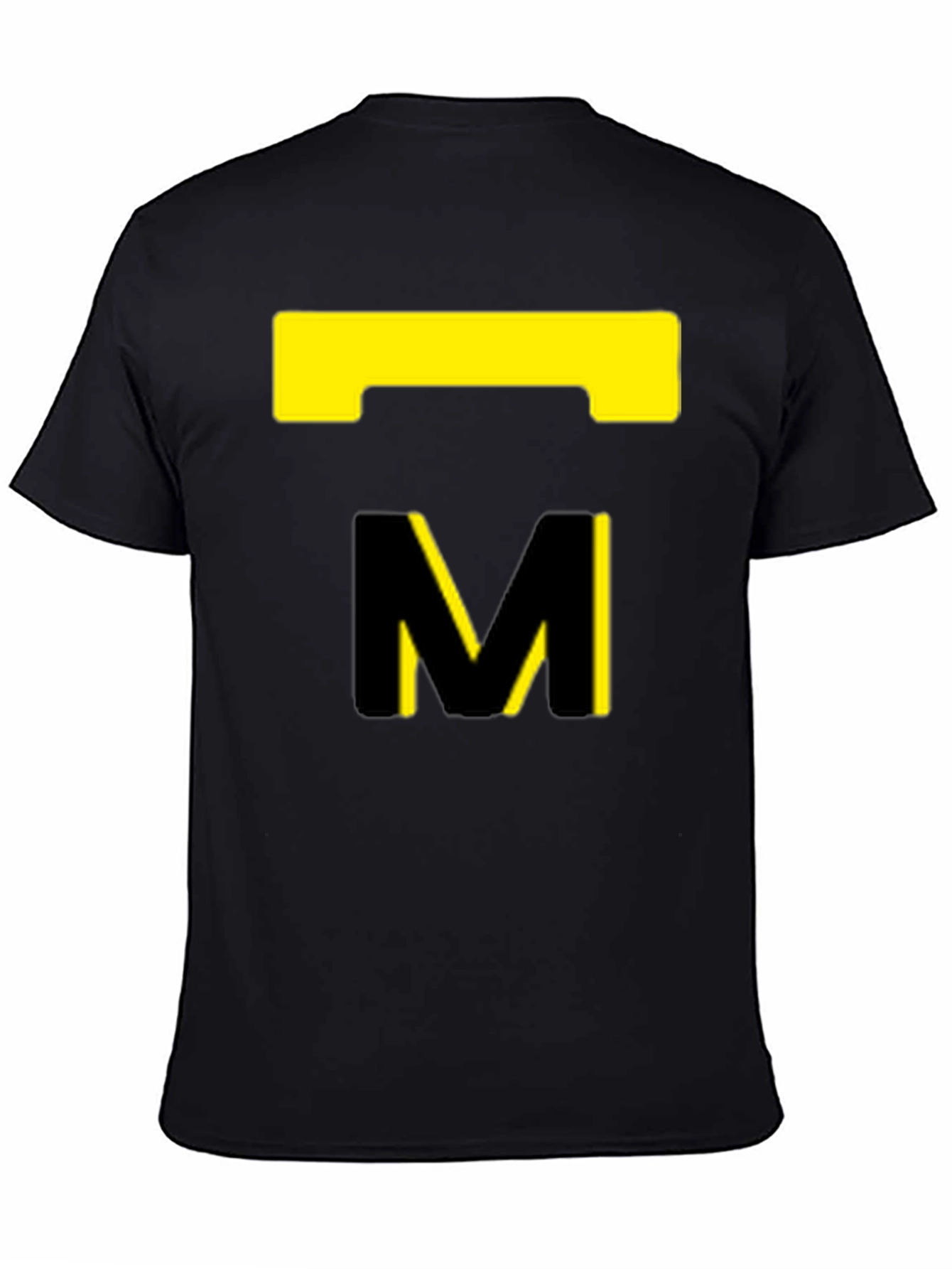 Modern Black T-Shirt with Abstract Yellow Design
