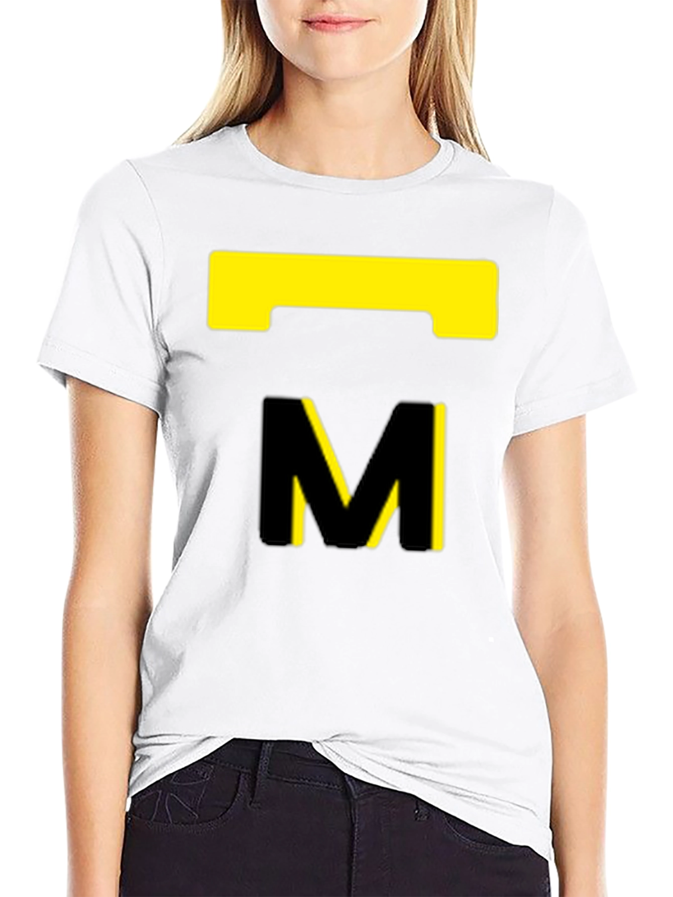 Modern Black T-Shirt with Abstract Yellow Design