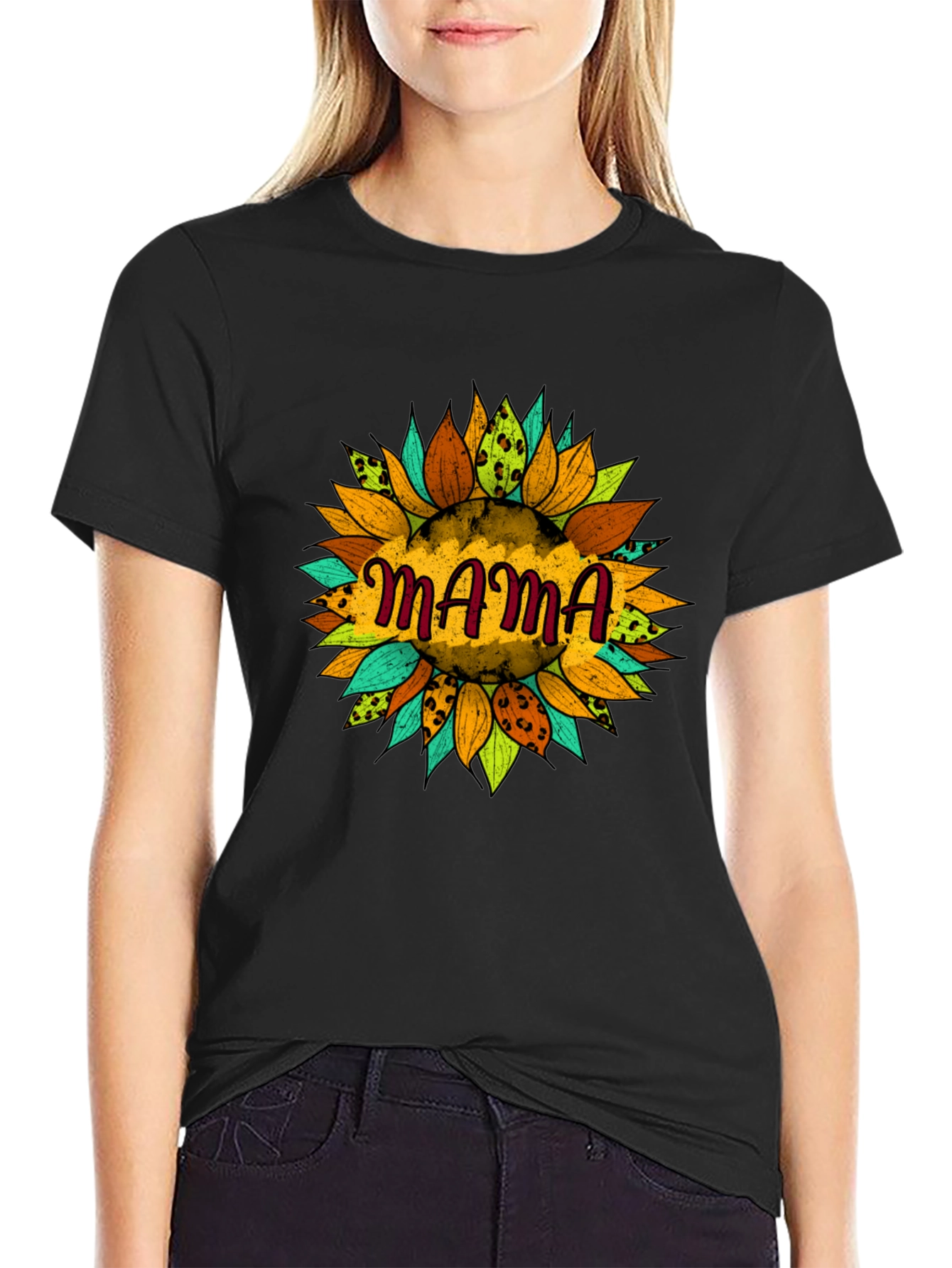 Mama Sunflower Graphic Tee - Black T-Shirt