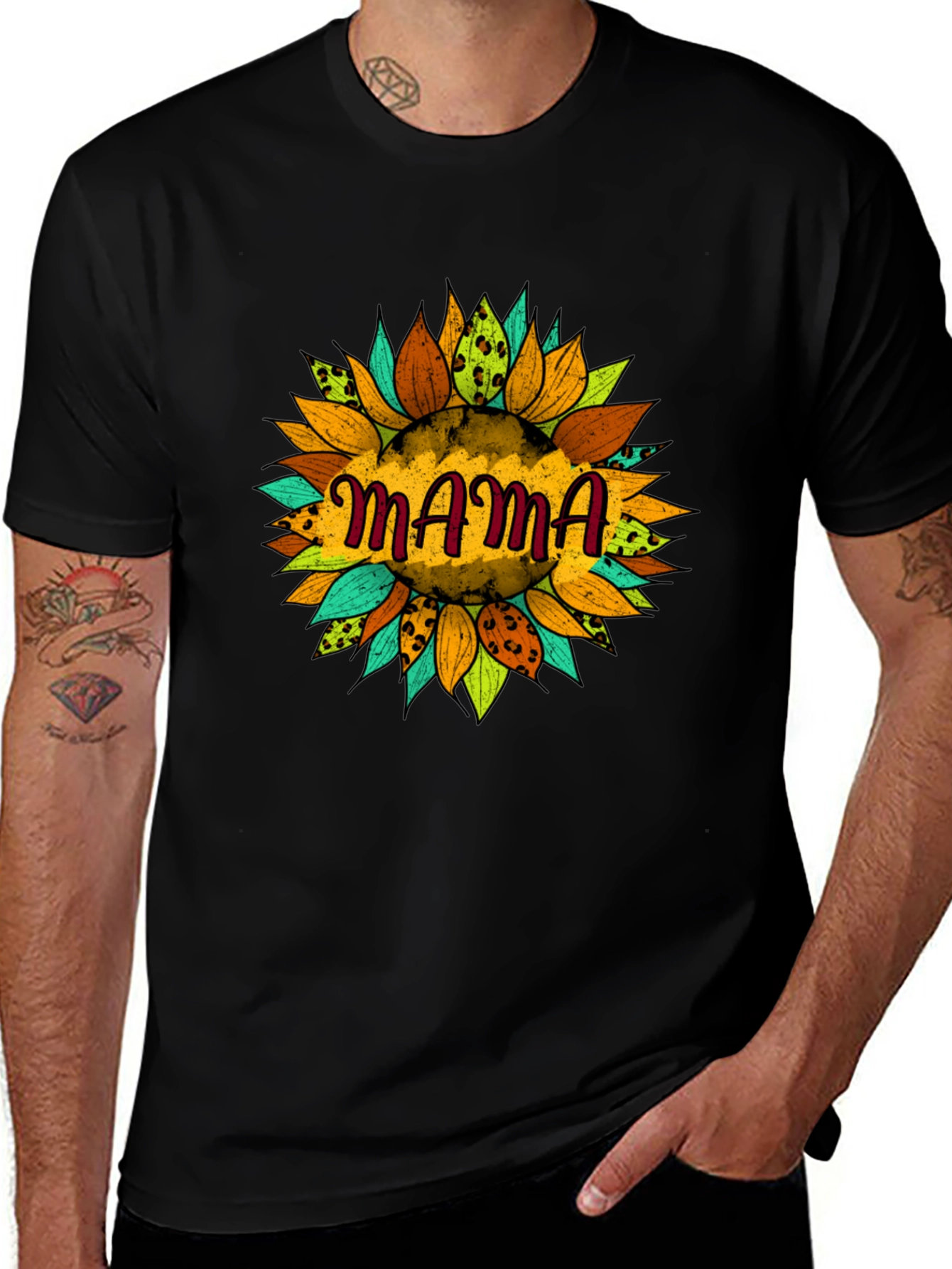 Mama Sunflower Graphic Tee - Black T-Shirt