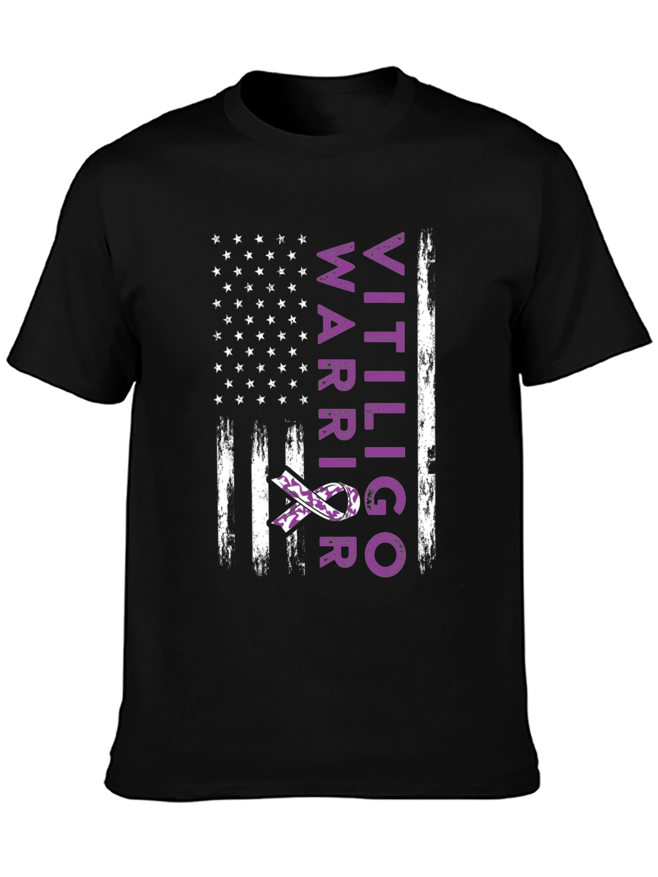 Vitiligo Warrior American Flag T-Shirt