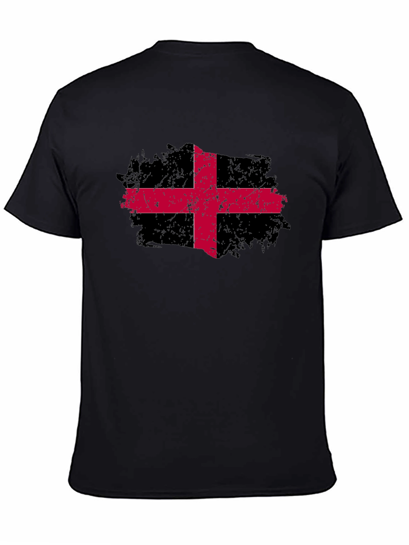 Black T-Shirt with Red Cross Graphic