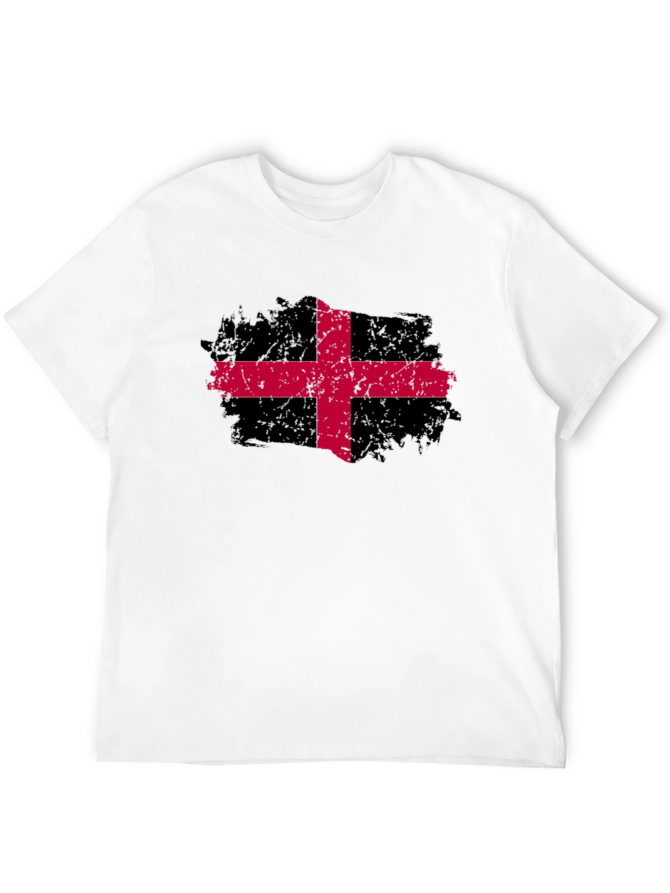 Black T-Shirt with Red Cross Graphic