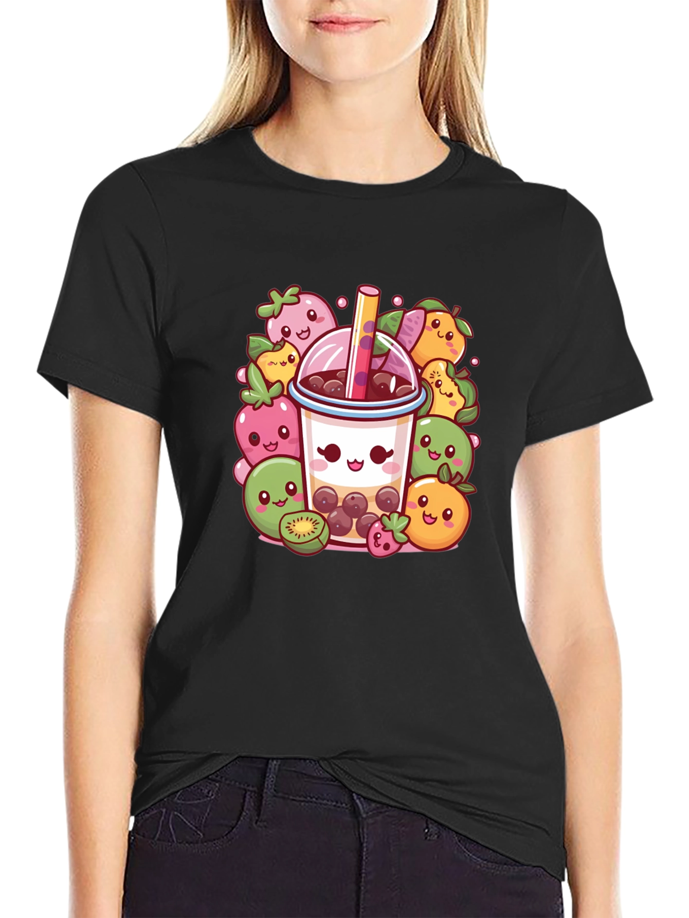 Kawaii Boba Tea T-Shirt - Cute Fruit Design