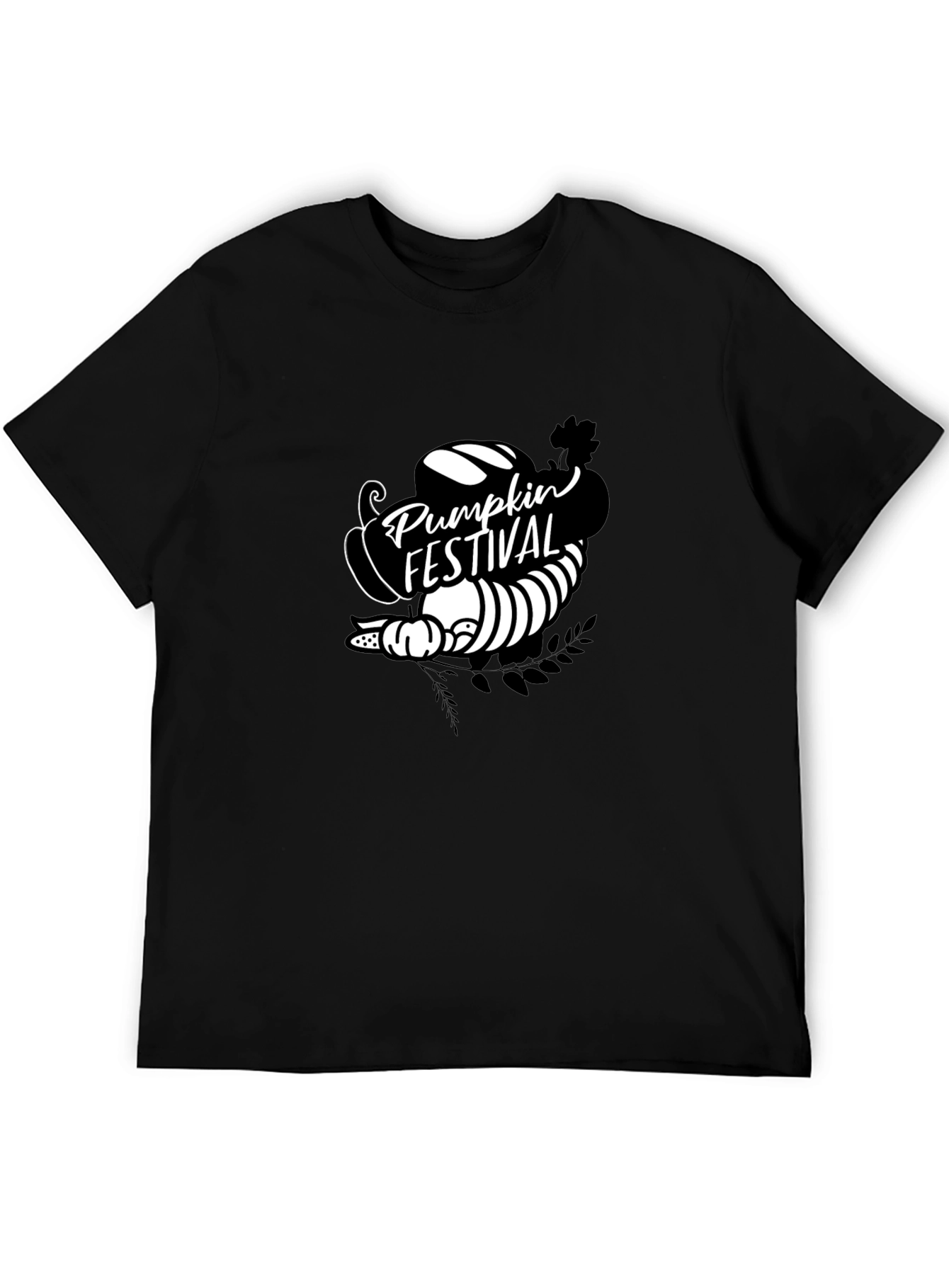 Pumpkin Festival Graphic Tee - Black Cotton T-Shirt