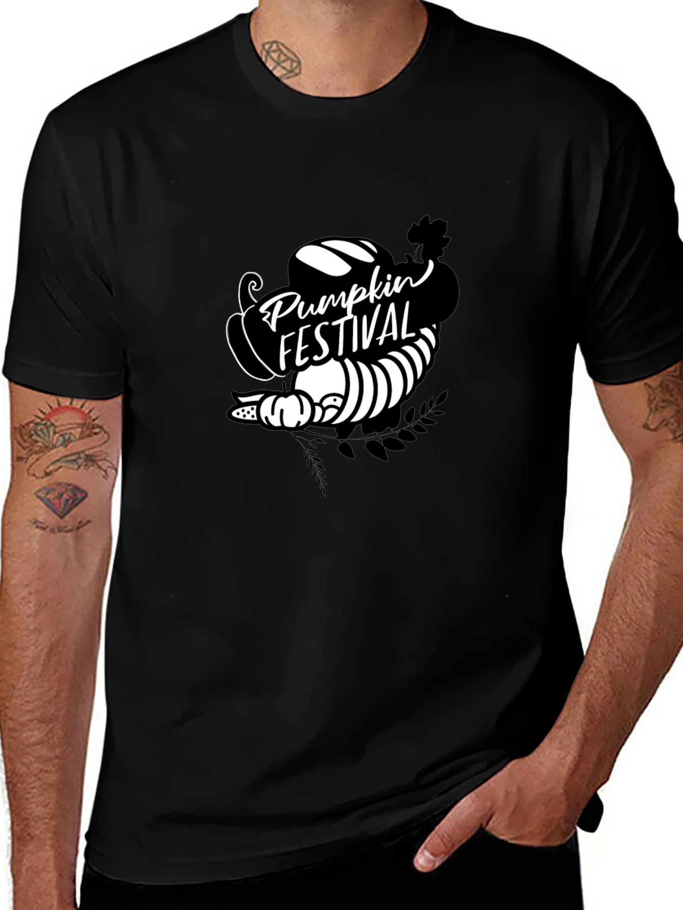 Pumpkin Festival Graphic Tee - Black Cotton T-Shirt