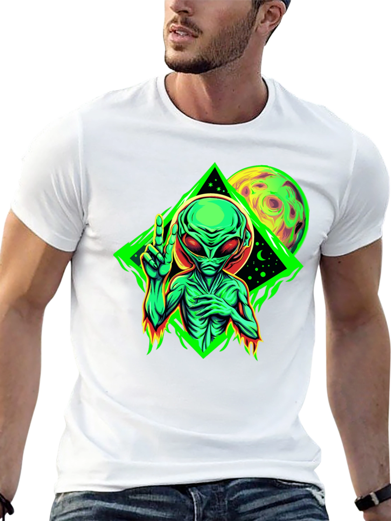 Alien Graphic Black T-Shirt - Glow in the Dark