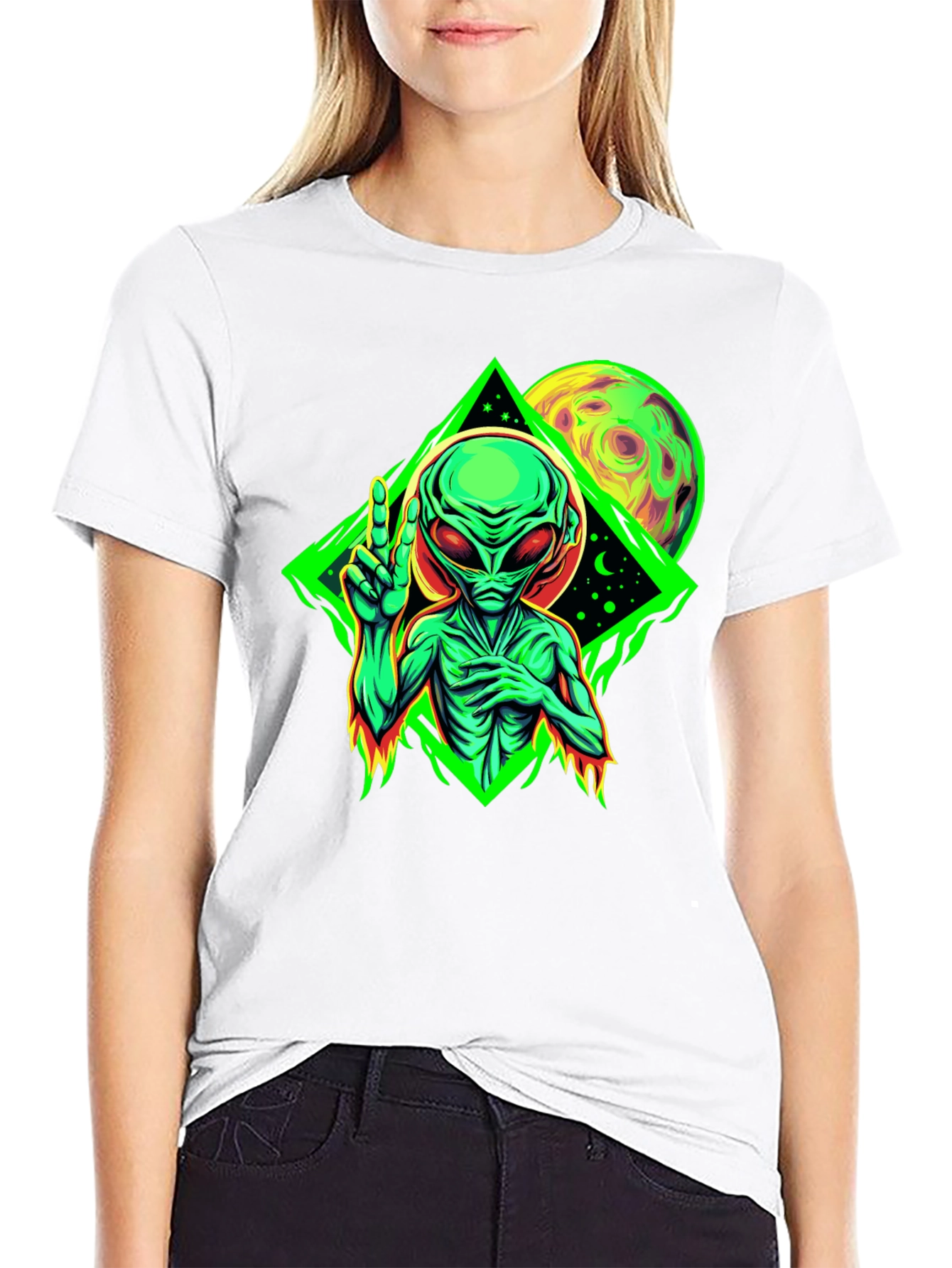 Alien Graphic Black T-Shirt - Glow in the Dark