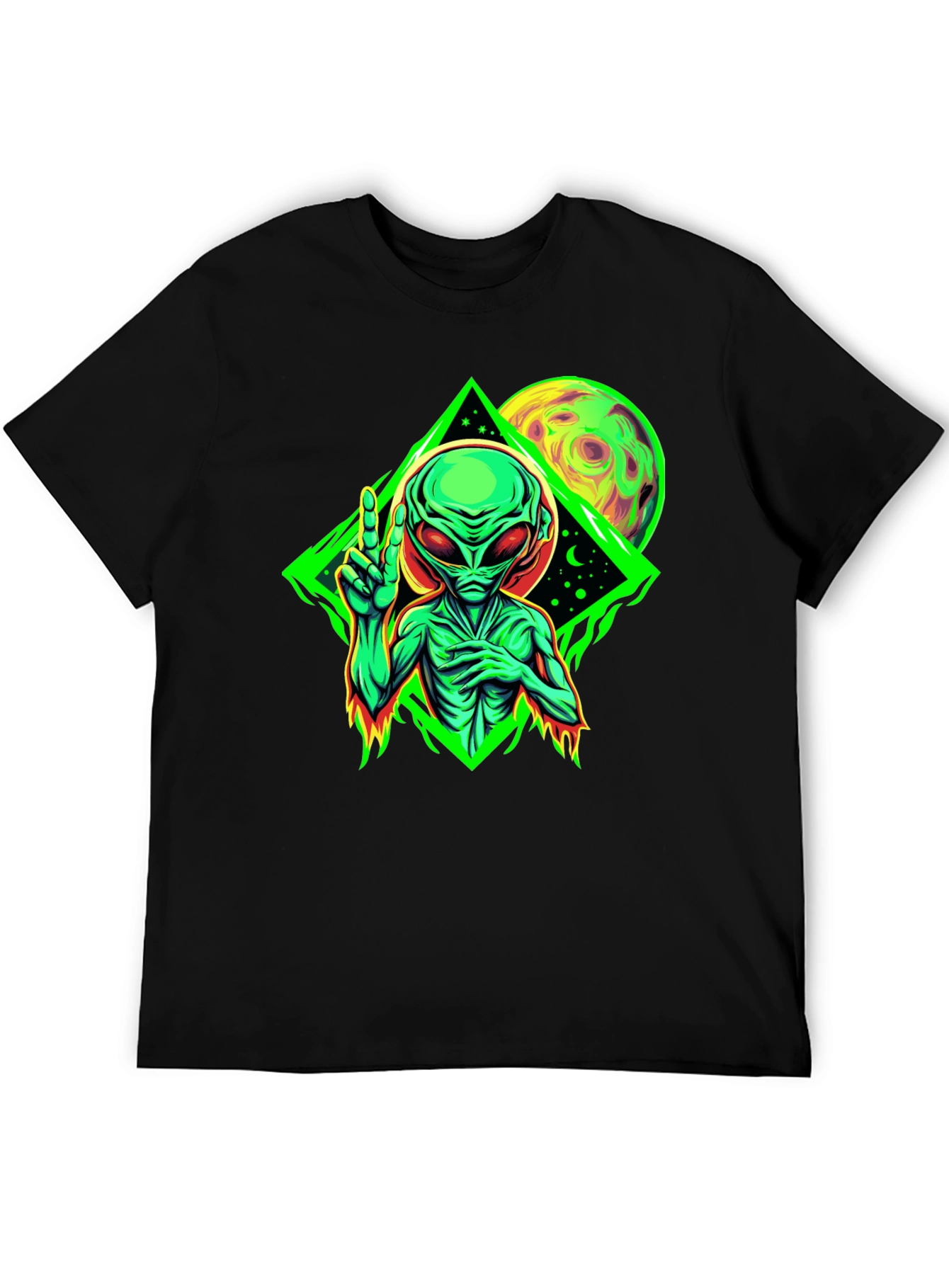 Alien Graphic Black T-Shirt - Glow in the Dark