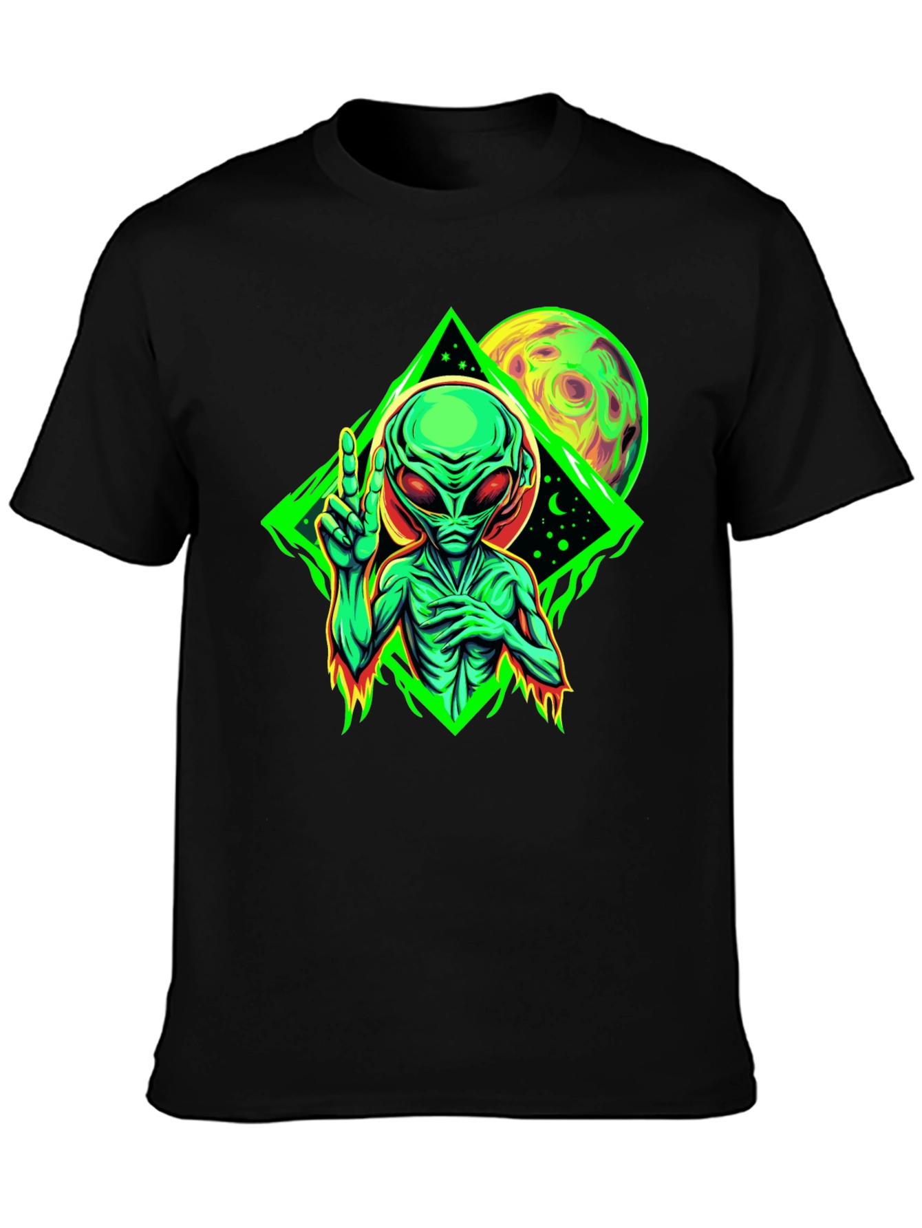Alien Graphic Black T-Shirt - Glow in the Dark