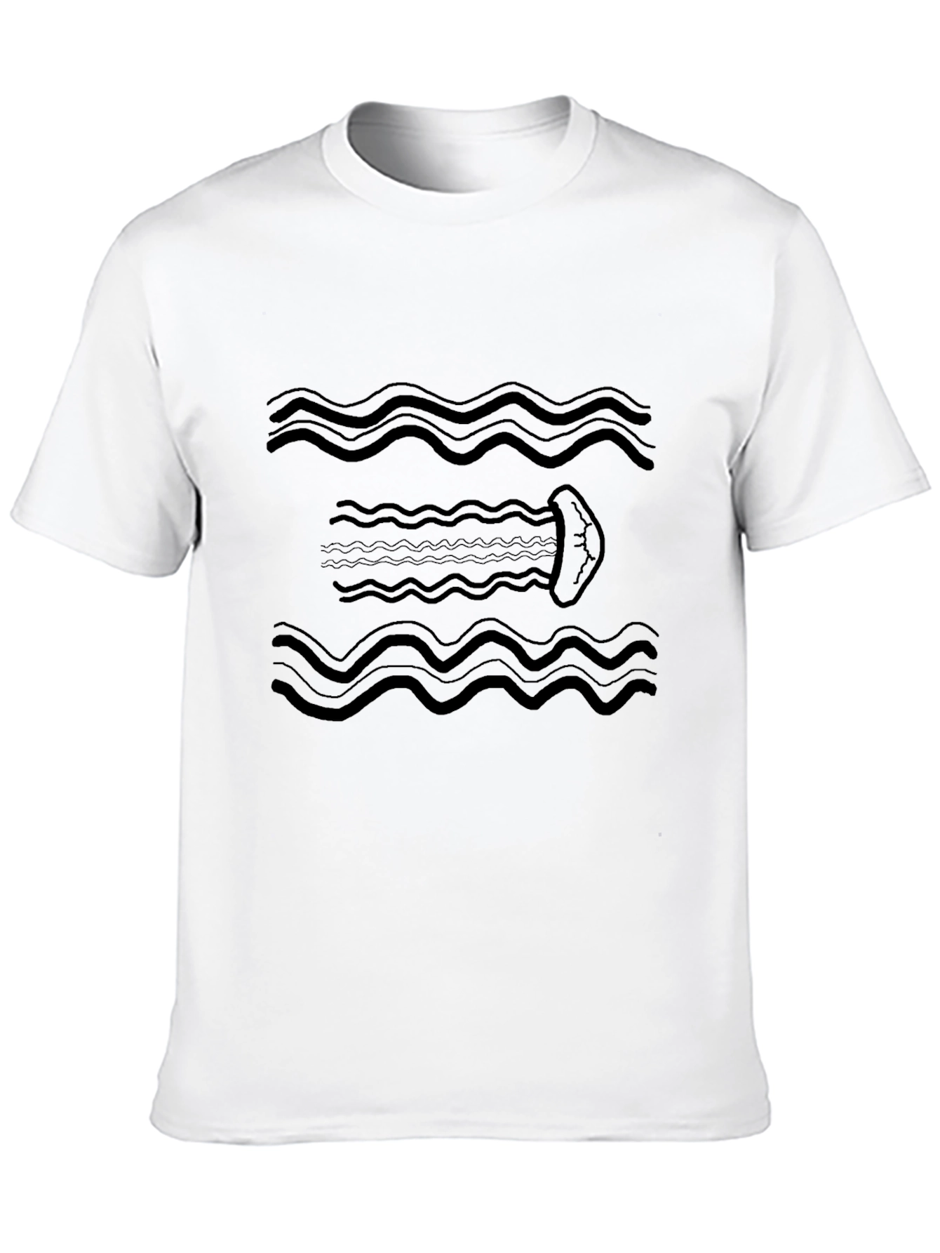 Wavy Jellyfish Black Graphic Tee