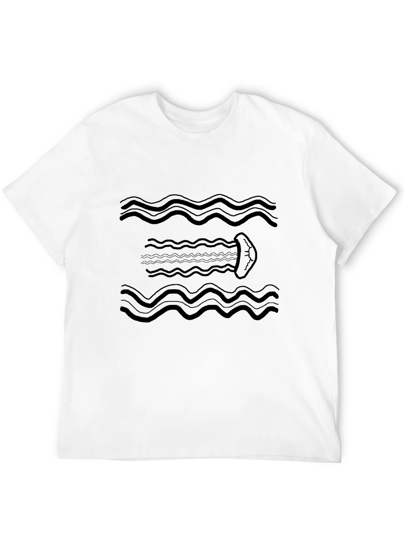 Wavy Jellyfish Black Graphic Tee