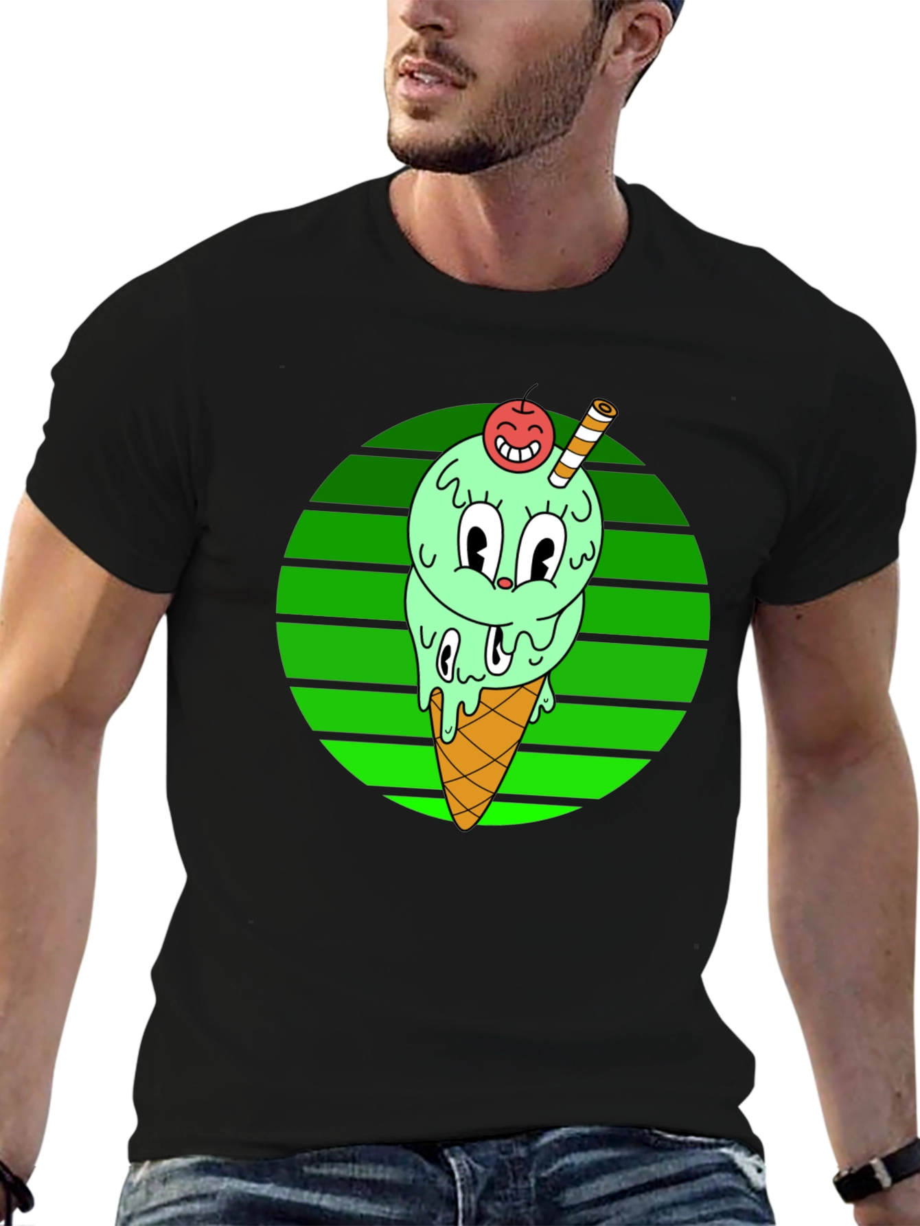Cartoon Ice Cream T-Shirt - Fun Graphic Tee