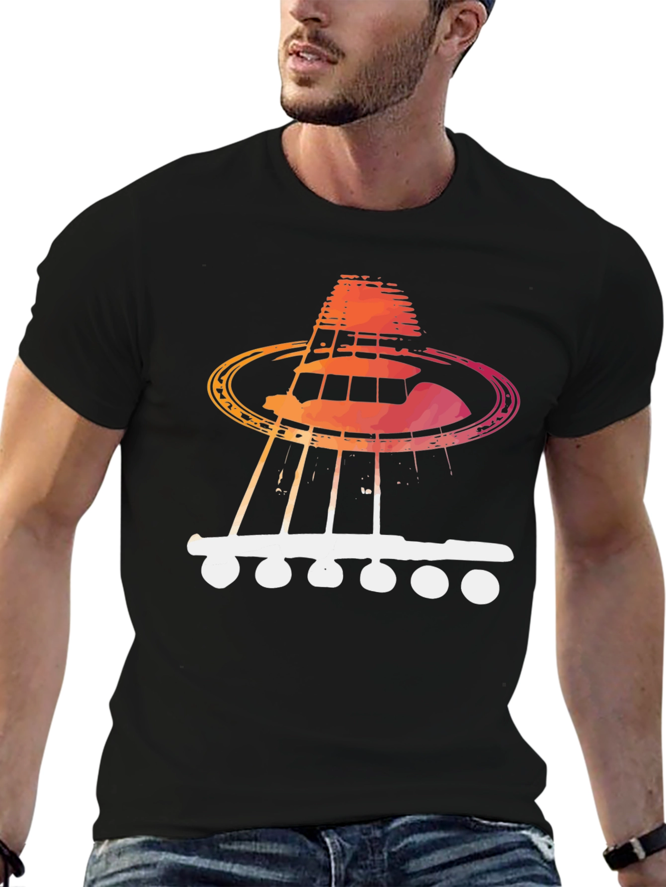 Guitar UFO T-Shirt - Music Alien Abduction Tee