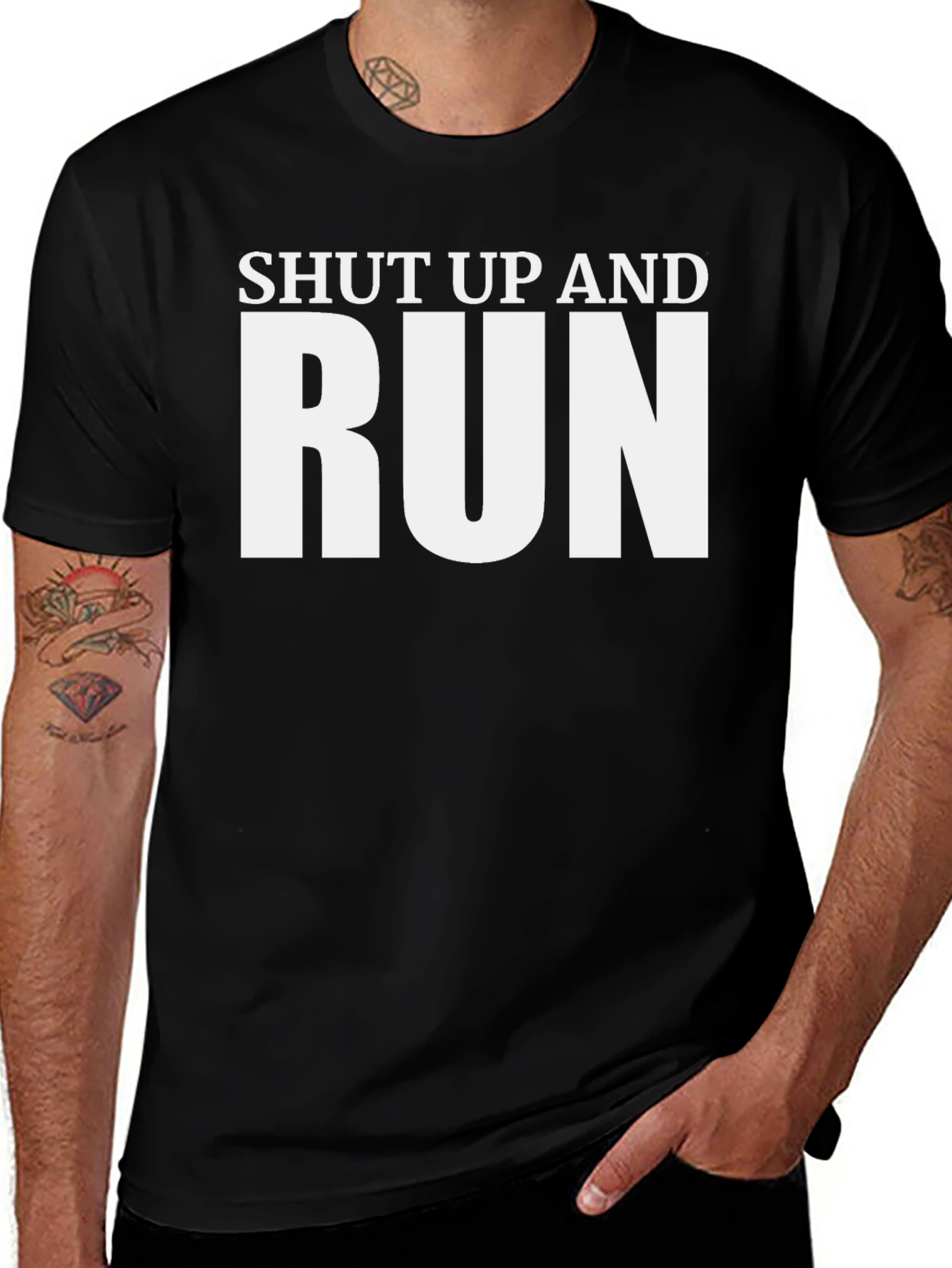Shut Up and Run T-Shirt - Black Graphic Tee