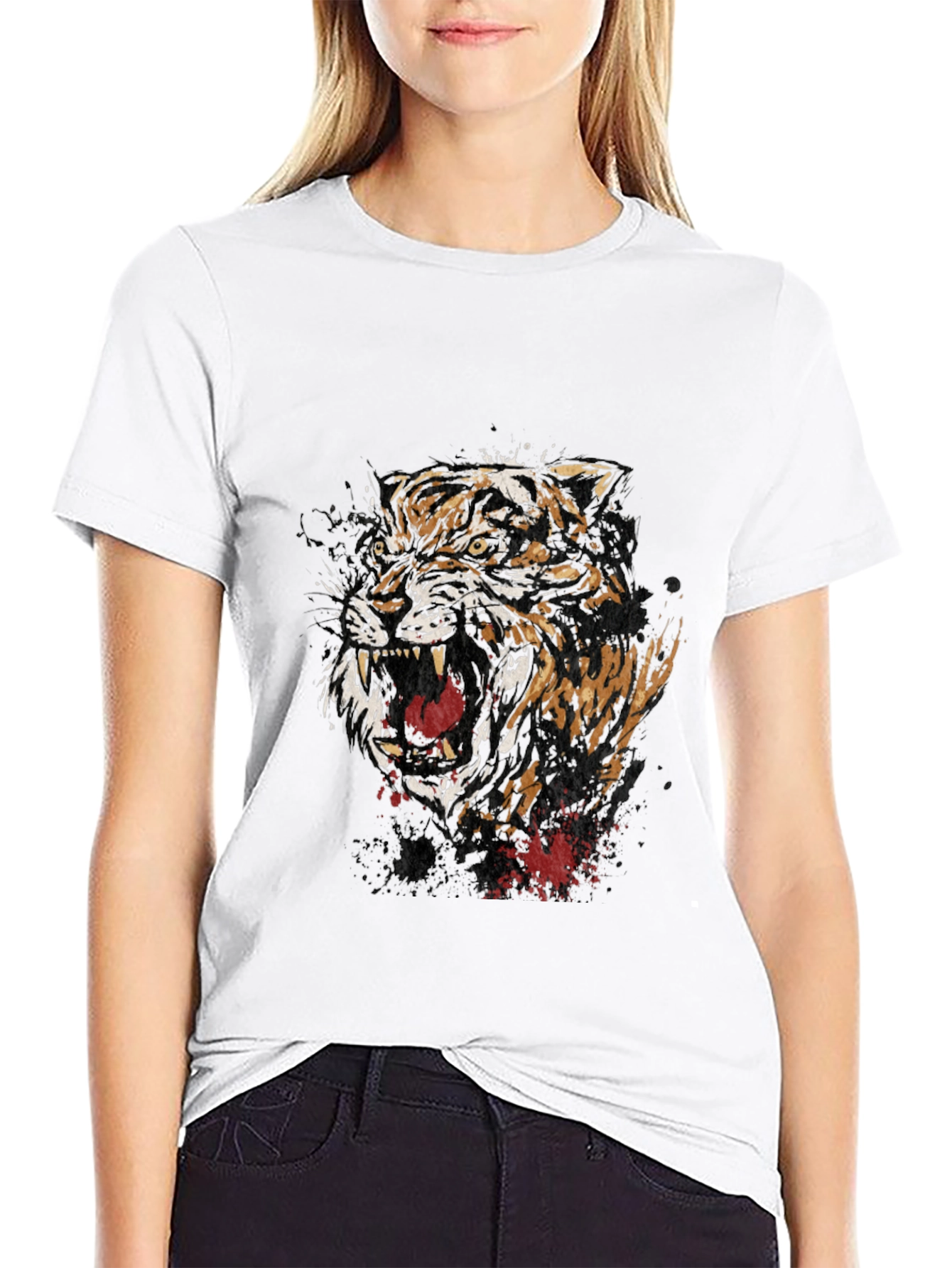 Mens Black Graphic Tee - Roaring Tiger Design