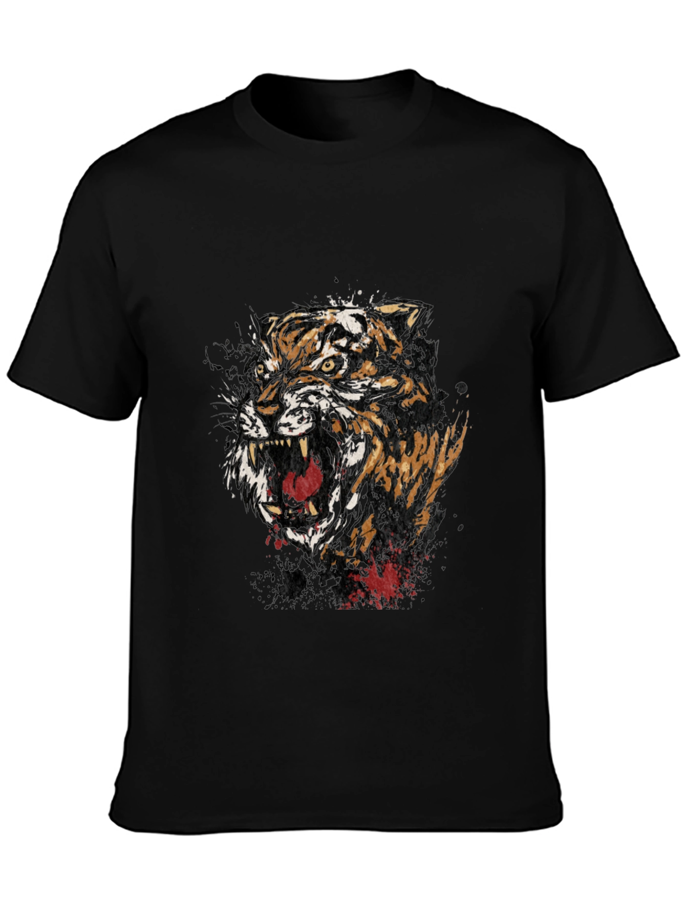 Mens Black Graphic Tee - Roaring Tiger Design
