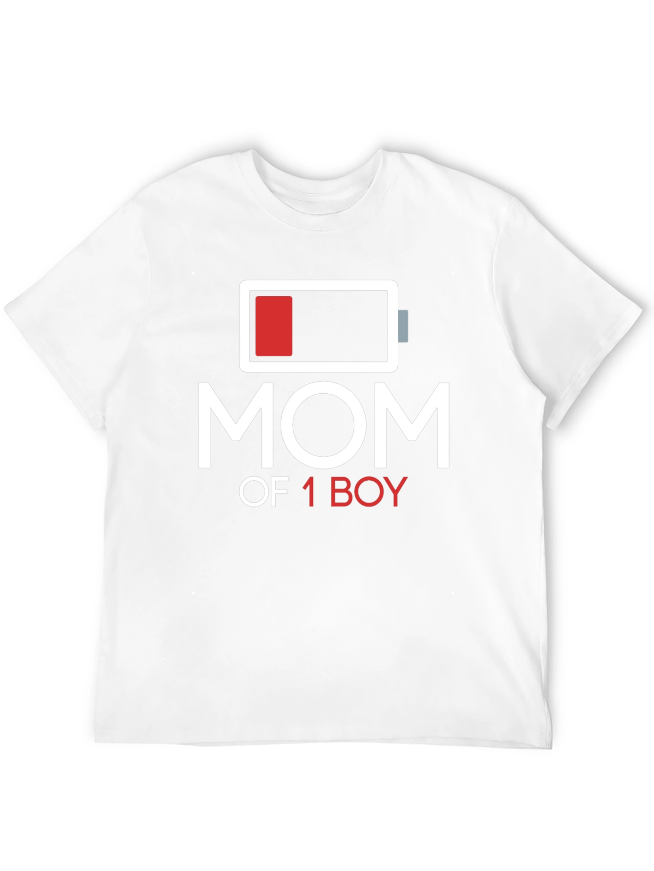 Mom of 1 Boy Low Battery Graphic T-Shirt