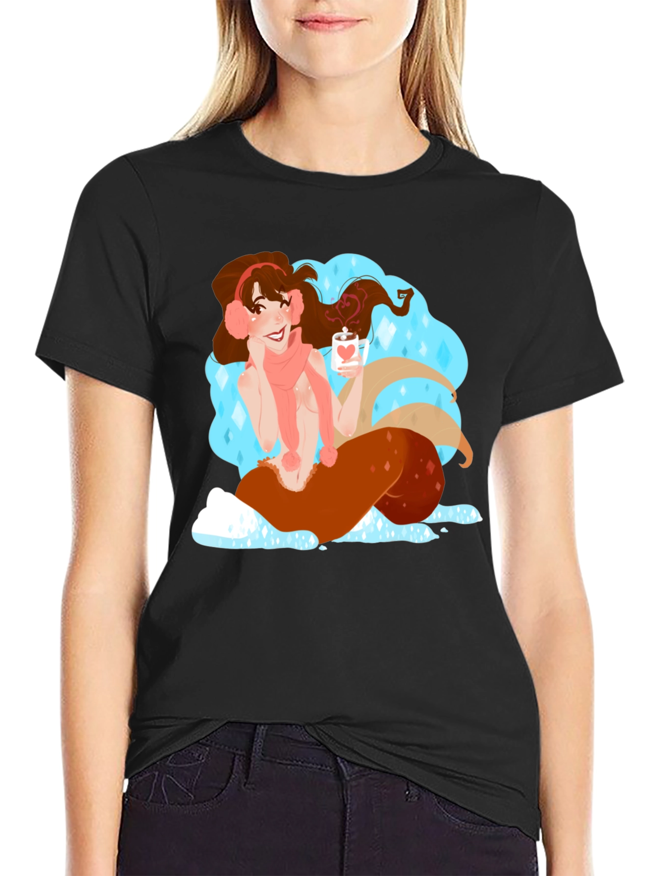 Winter Mermaid Graphic Tee - Cozy Cocoa