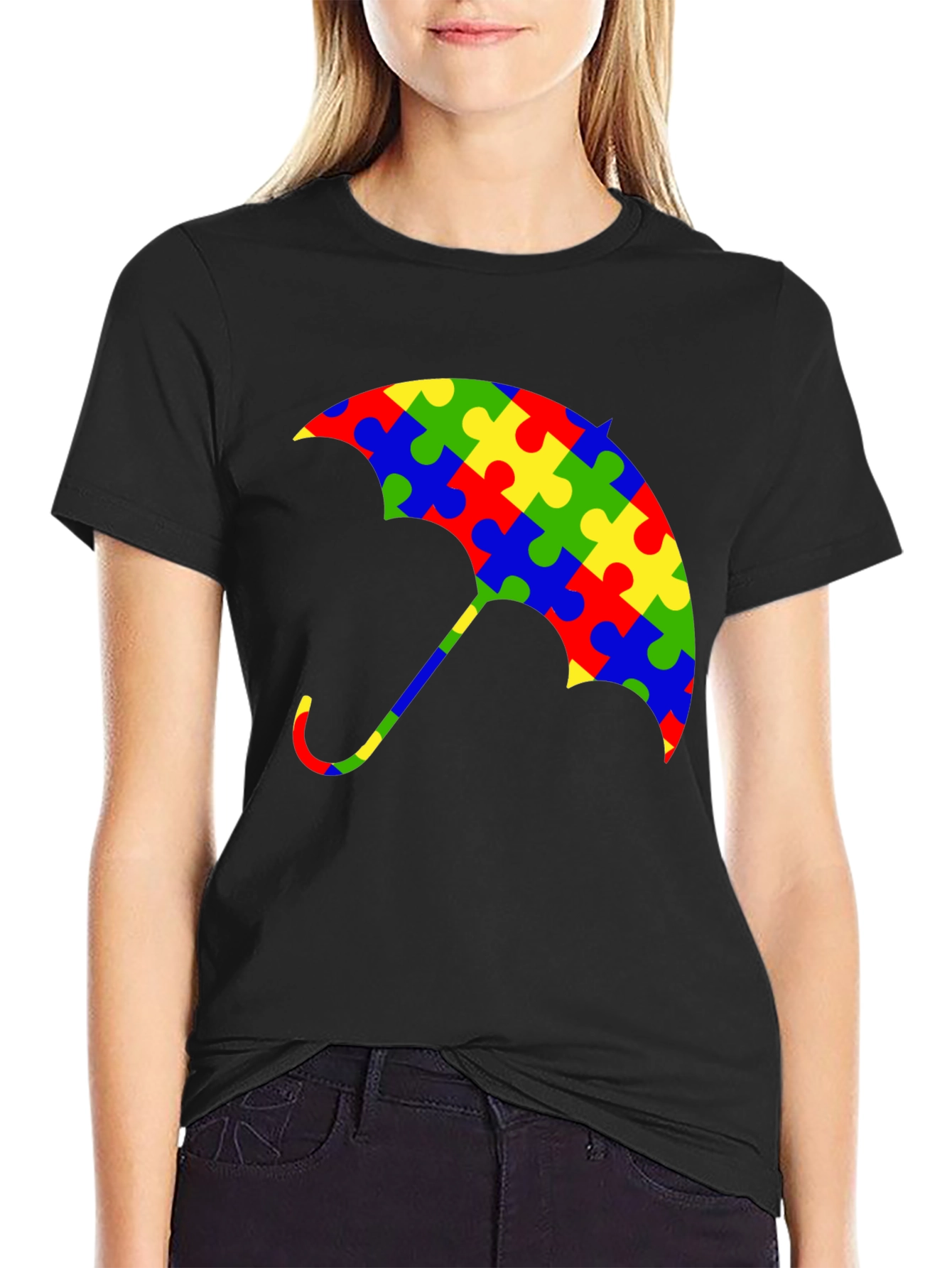 Autism Awareness Puzzle Piece Umbrella T-Shirt