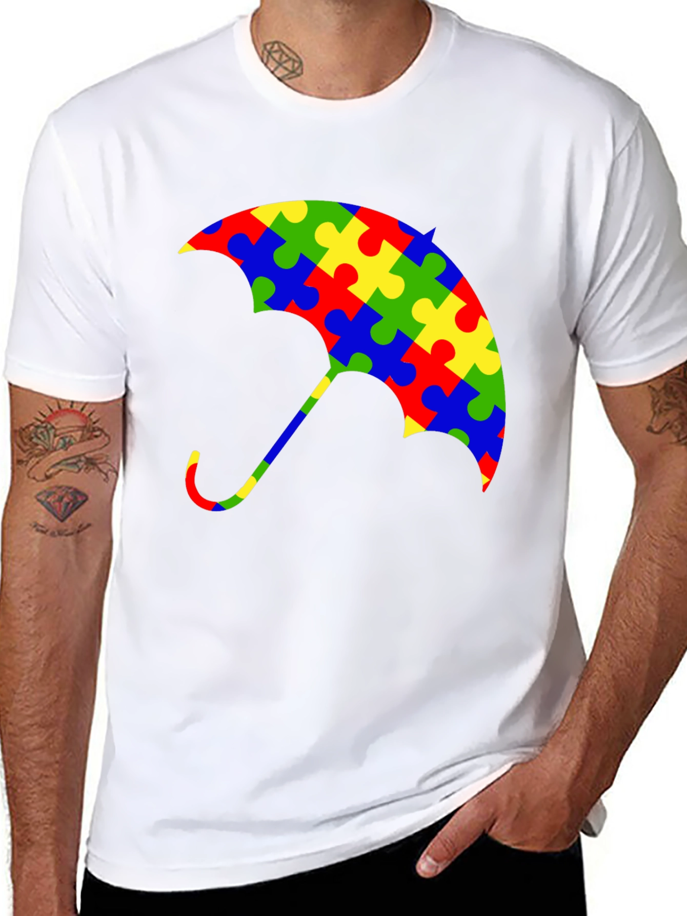 Autism Awareness Puzzle Piece Umbrella T-Shirt