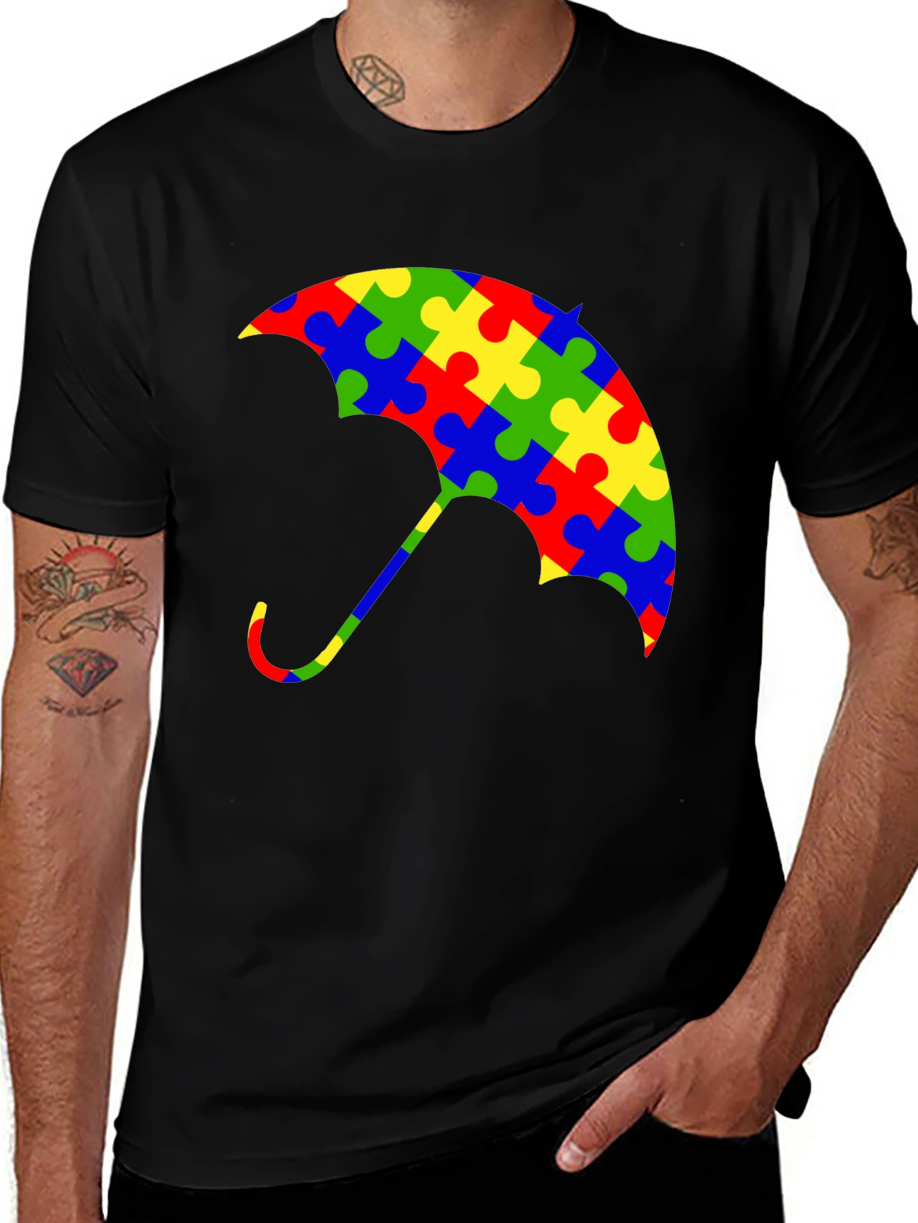 Autism Awareness Puzzle Piece Umbrella T-Shirt