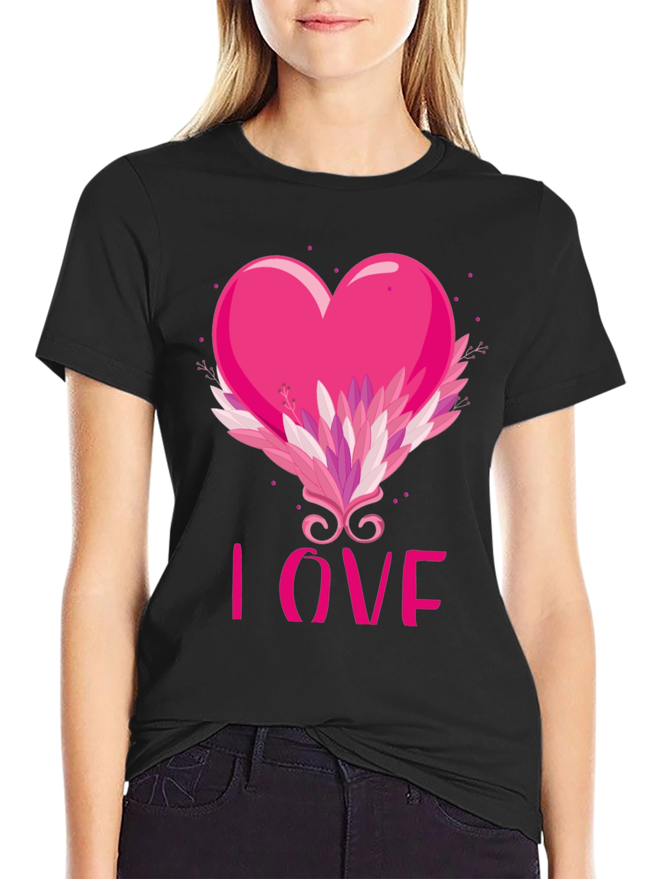 I Love Pink Heart Graphic Tee