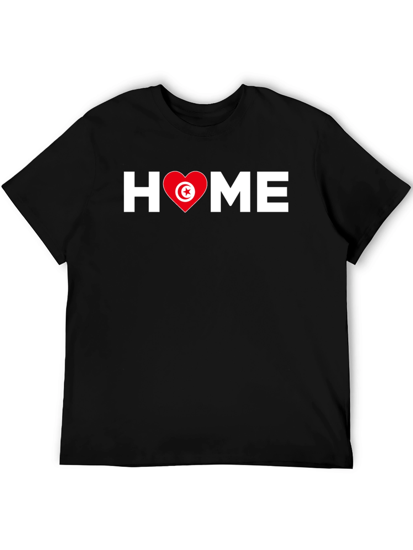 Tunisia Flag Heart HOME Black T-Shirt