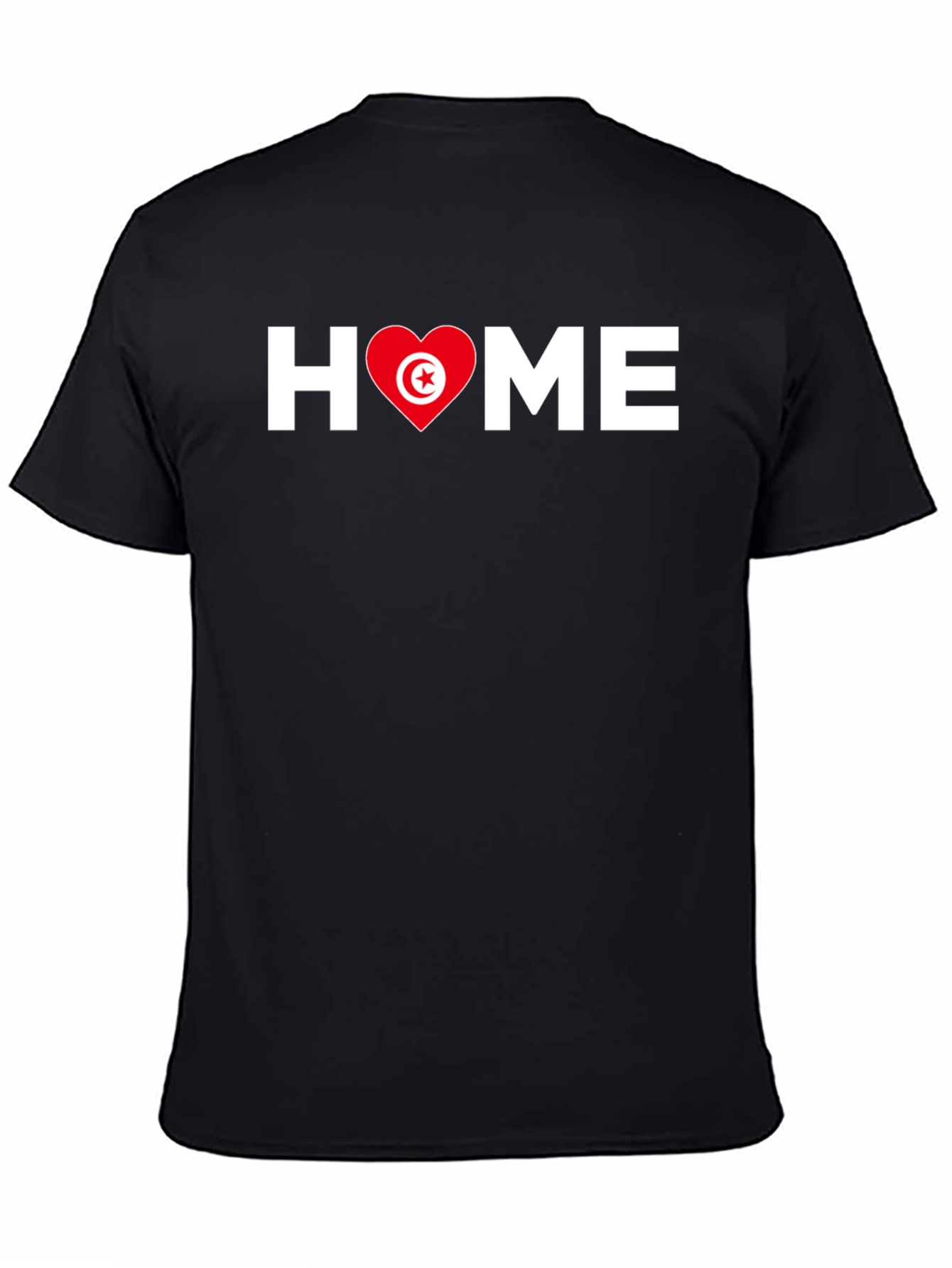 Tunisia Flag Heart HOME Black T-Shirt