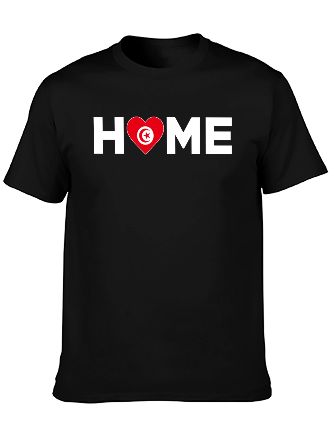 Tunisia Flag Heart HOME Black T-Shirt