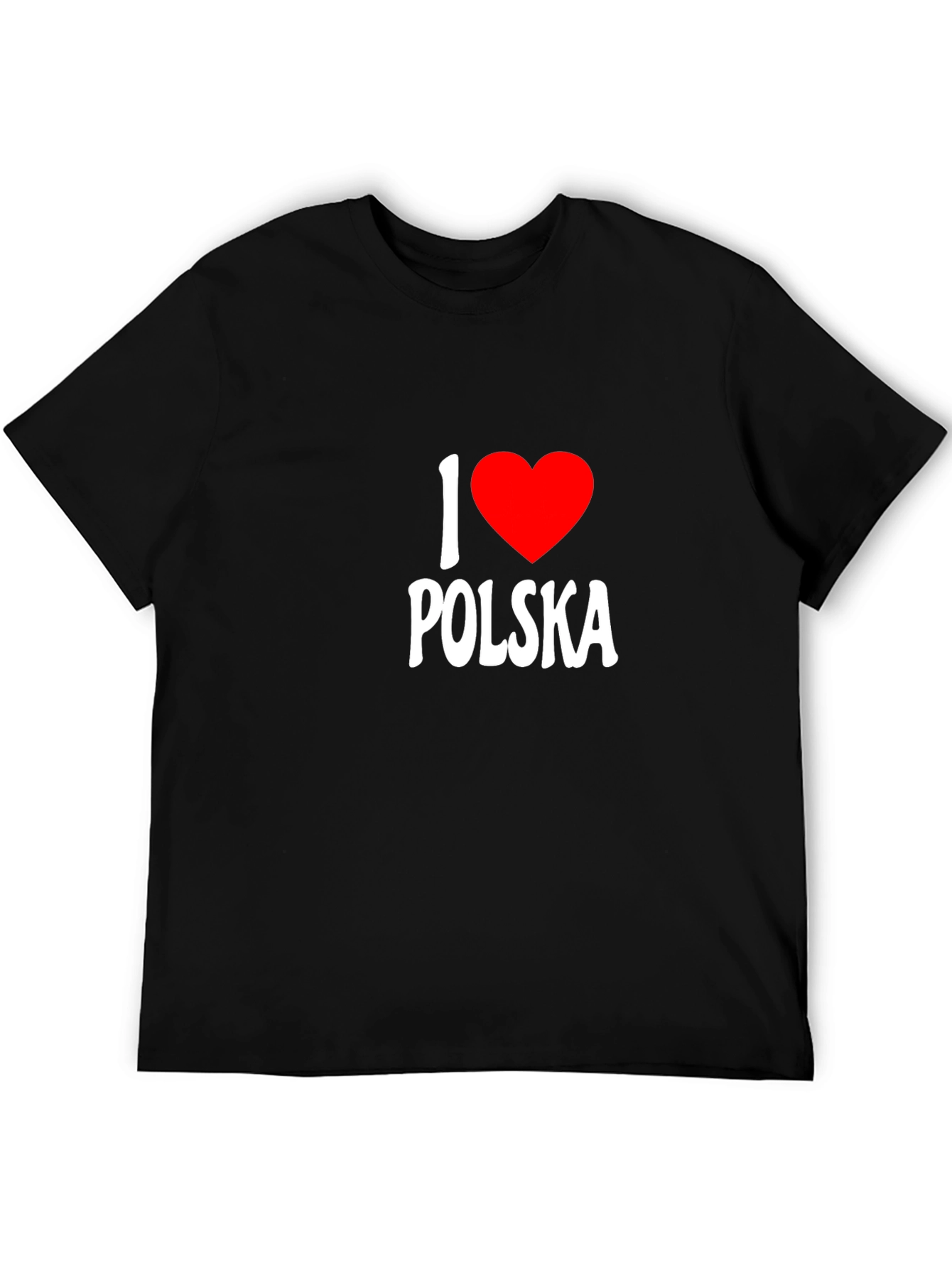 I Love Polska T-Shirt - Black Crew Neck Tee