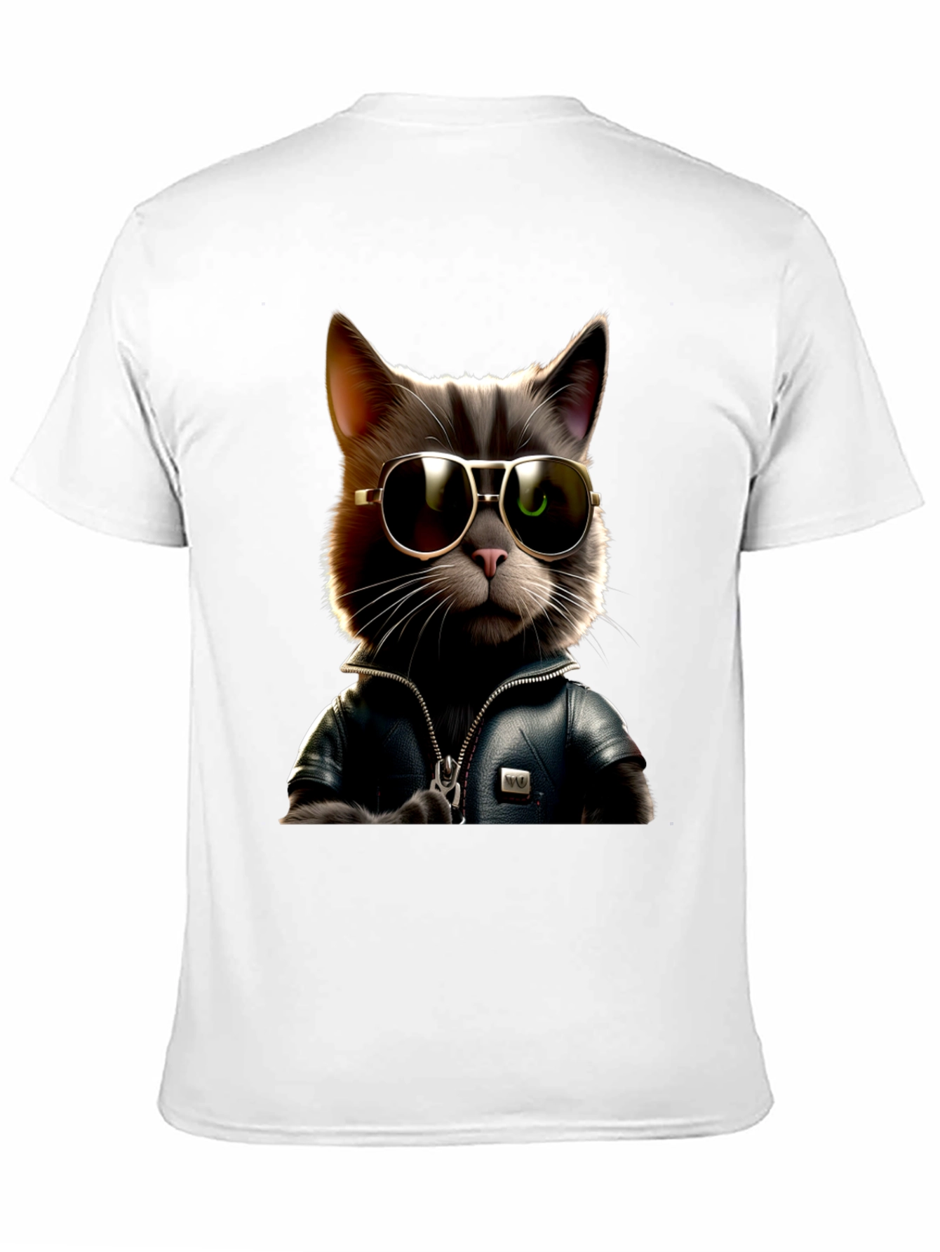 Cool Cat in Leather Jacket Graphic T-Shirt