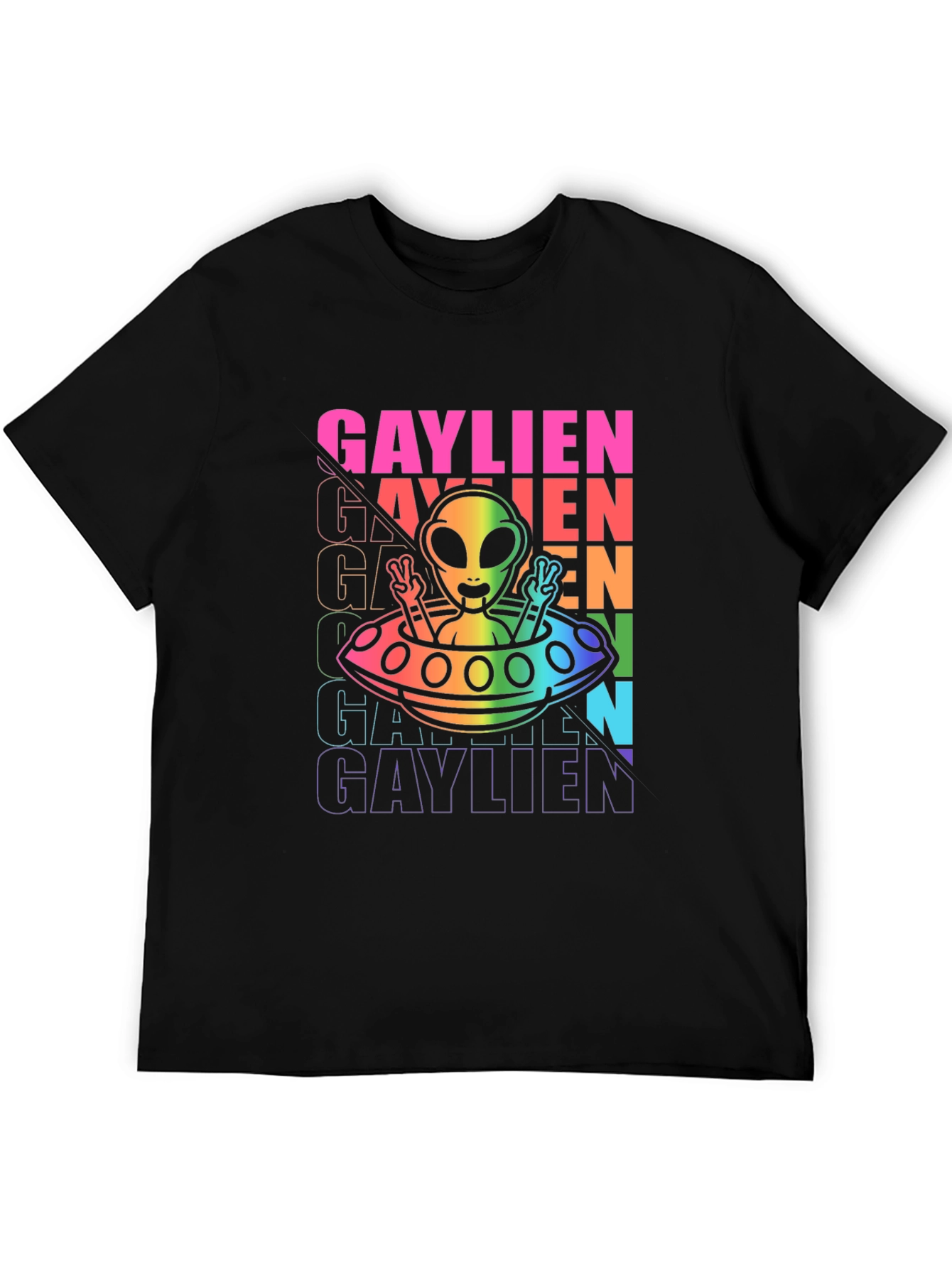 Gaylien T-Shirt - Rainbow Alien UFO Design