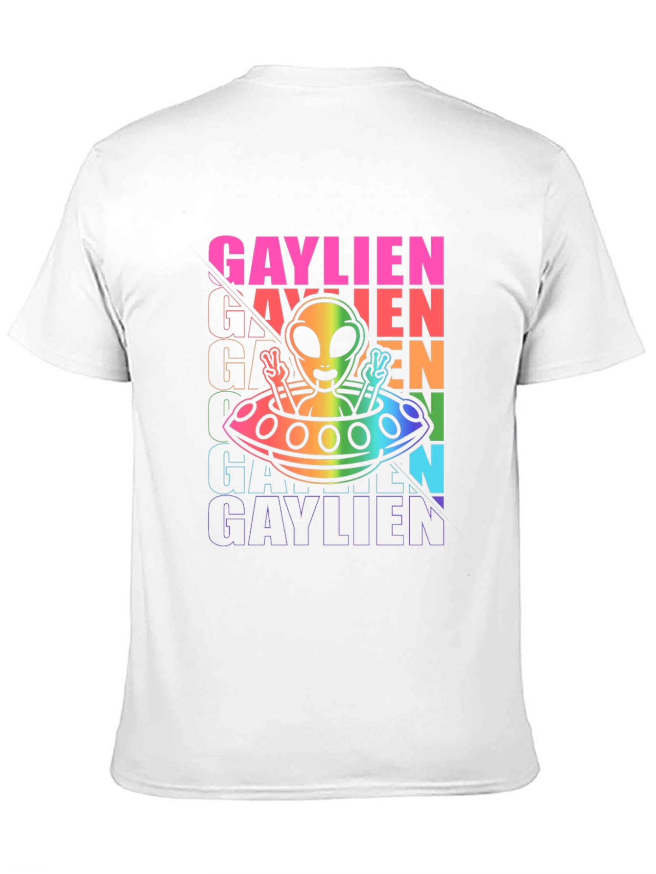 Gaylien T-Shirt - Rainbow Alien UFO Design