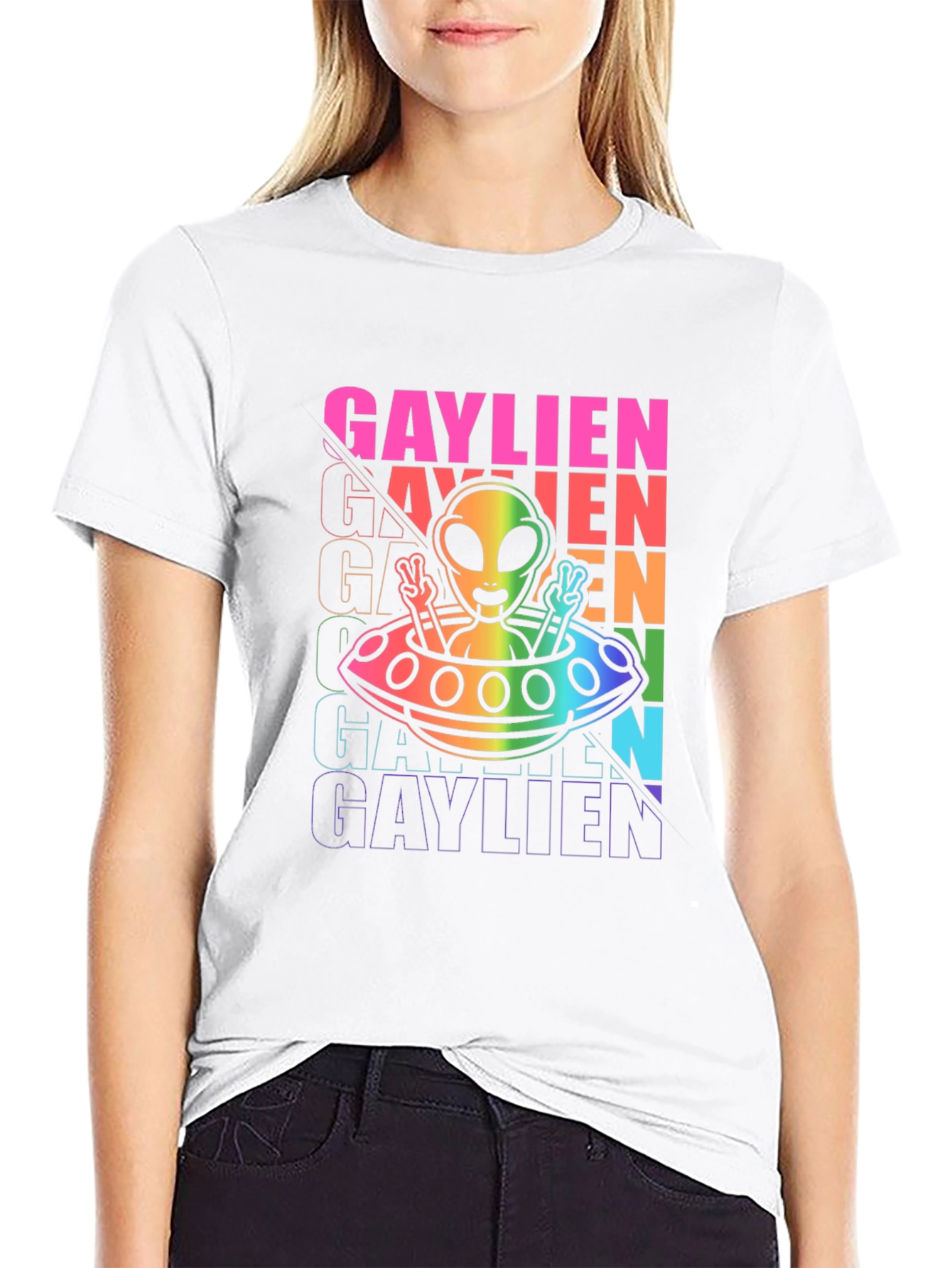 Gaylien T-Shirt - Rainbow Alien UFO Design