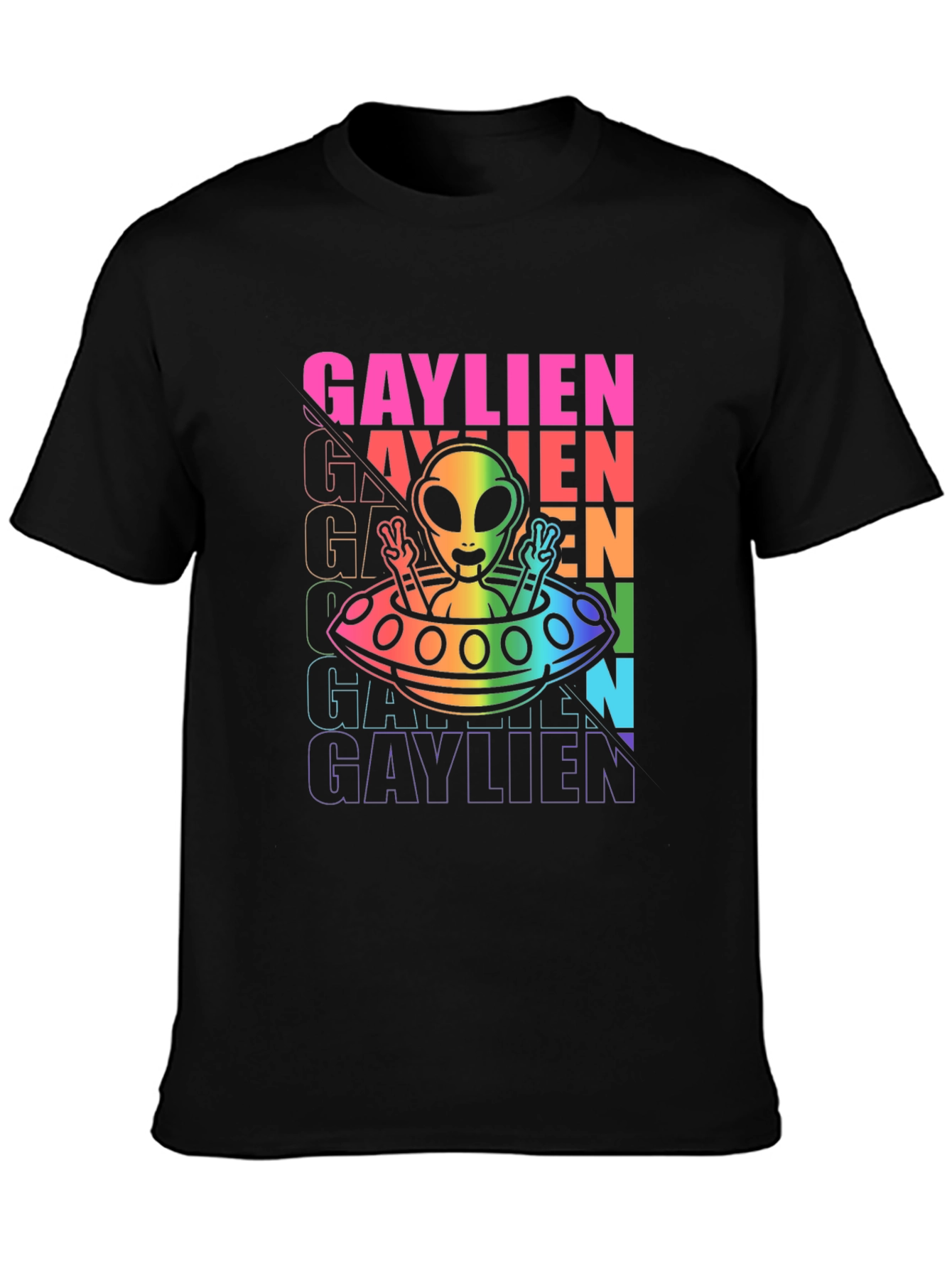 Gaylien T-Shirt - Rainbow Alien UFO Design